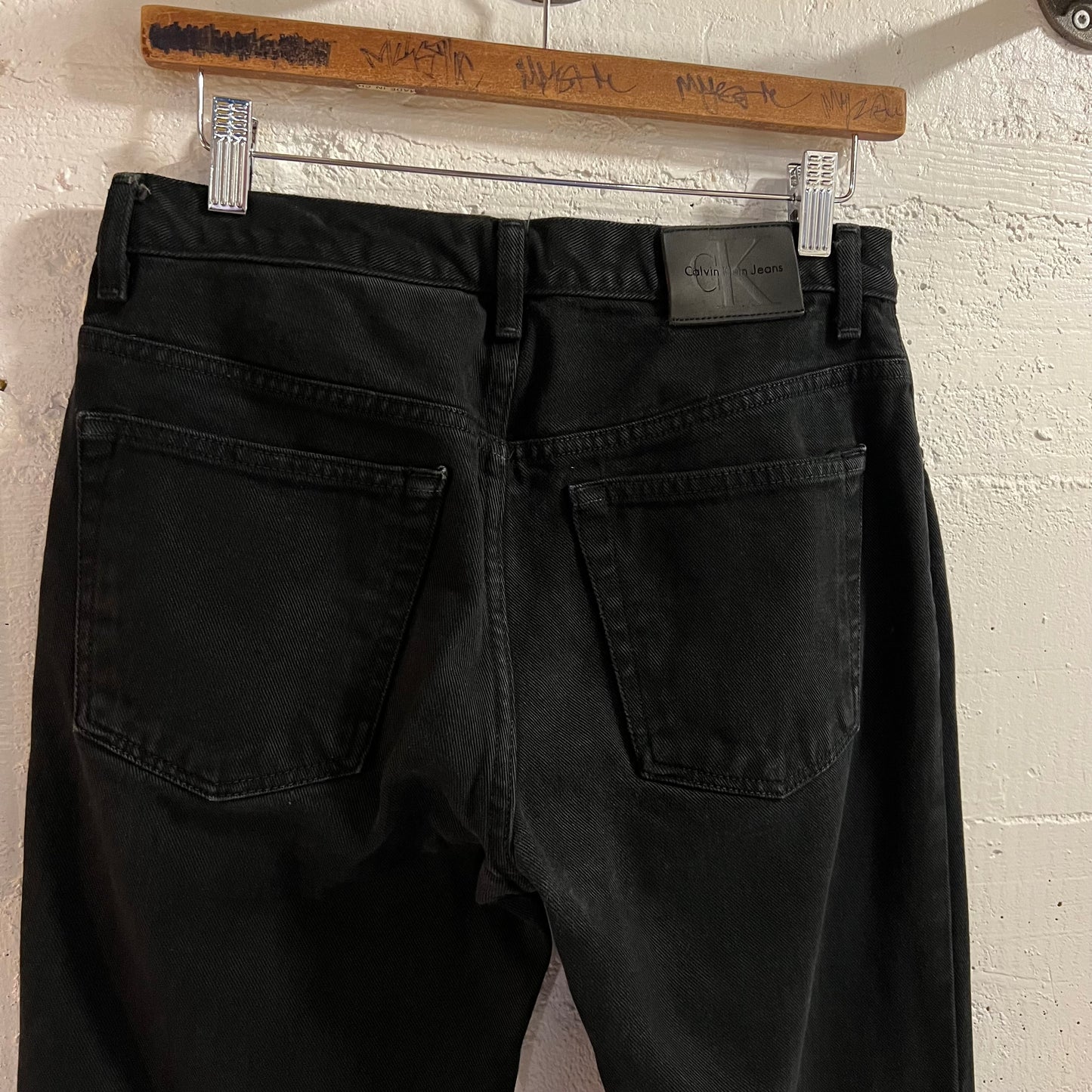Vintage 90's Calvin Klein Jeans Zipper Fly Bootleg Jeans - Size 6 (29"x30") - Black/Black - 100% Cotton