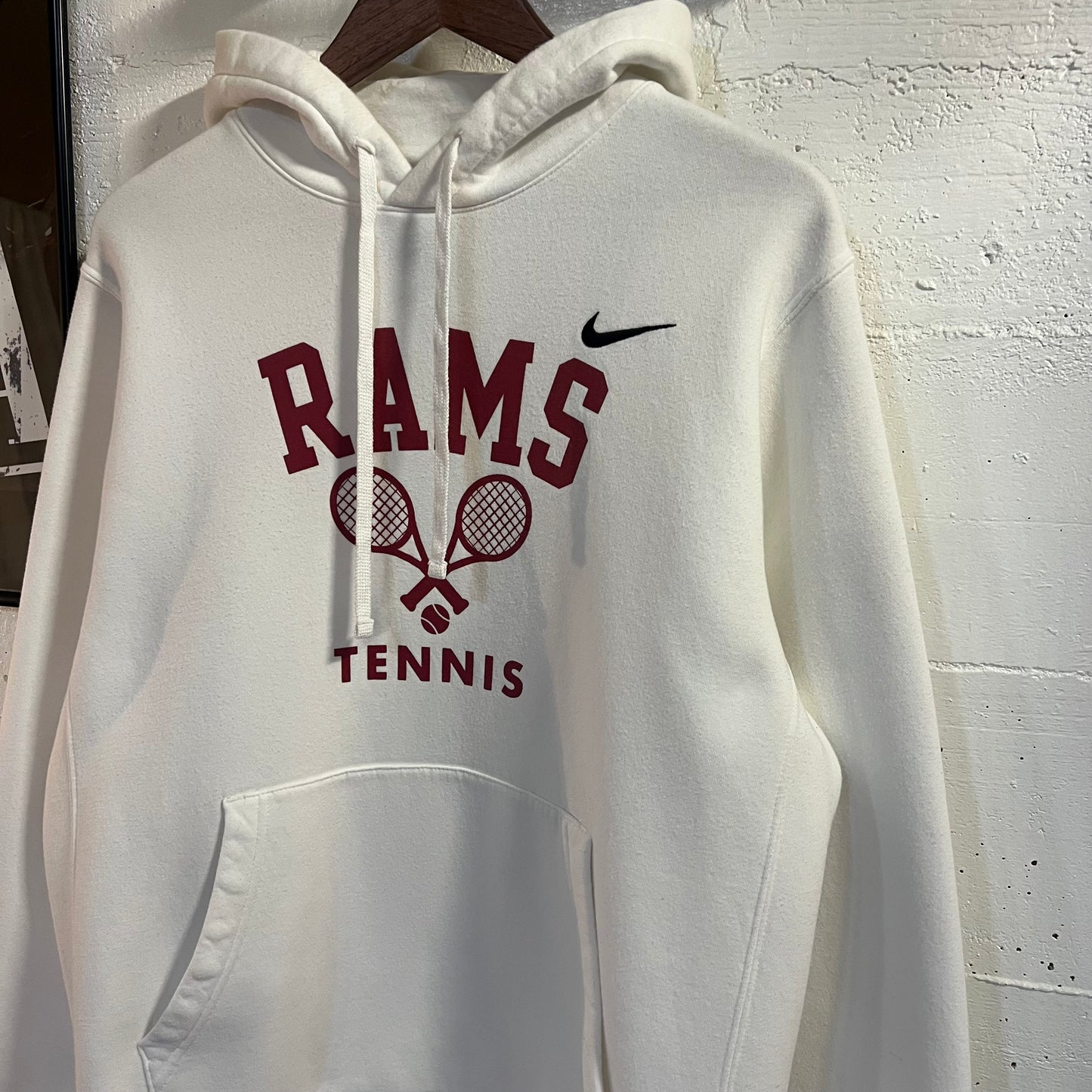 2000’s Embroidered Nike Rams Tennis Hoodie Sweatshirt - Size Large - White/Maroon