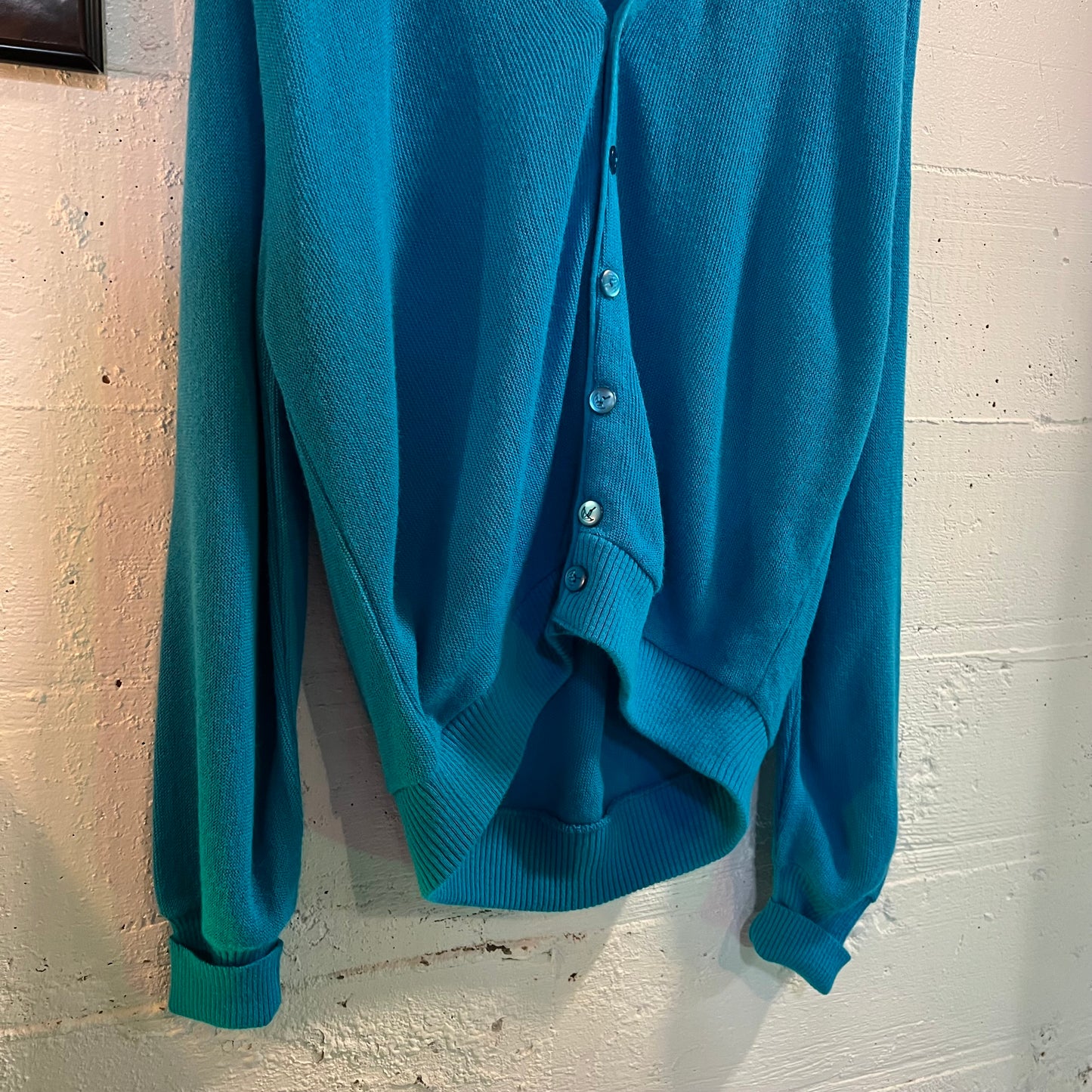 Vintage 60’s/70’s Arnold Palmer ‘Signature Collection’ Knit Cardigan Sweater - Size Medium - Made In USA - Bright Blue