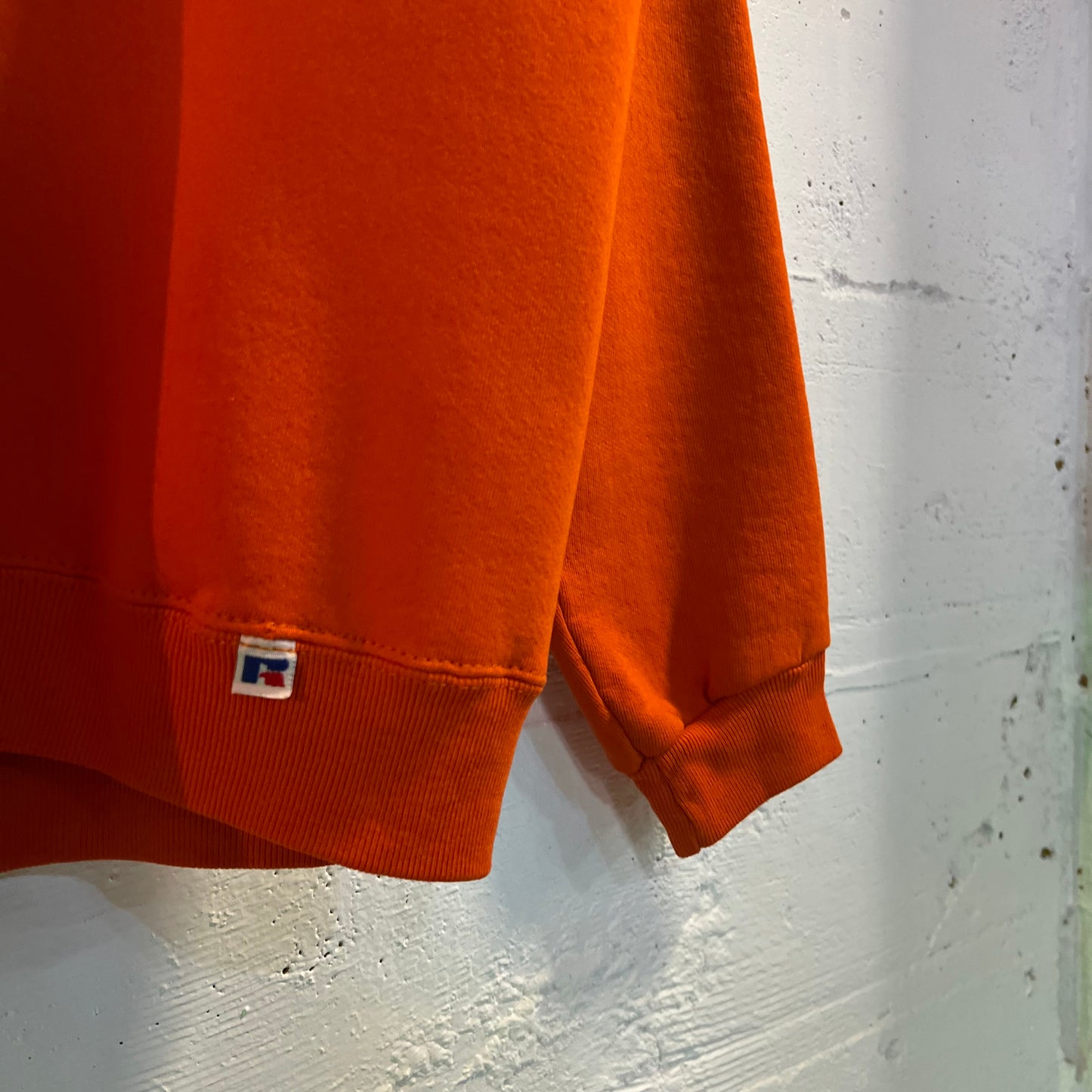 Vintage 1980's Auburn University Russell Athletic Distressed Crewneck Sweatshirt - Size Large - Made in USA - Orange/Navy