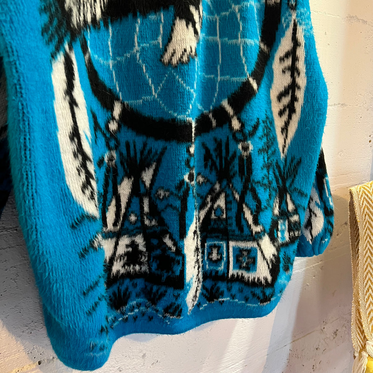 Vintage Native Dreamcatcher Fuzzy Zip Up Fleece Sweatshirt - Size XL - Blue/Multi