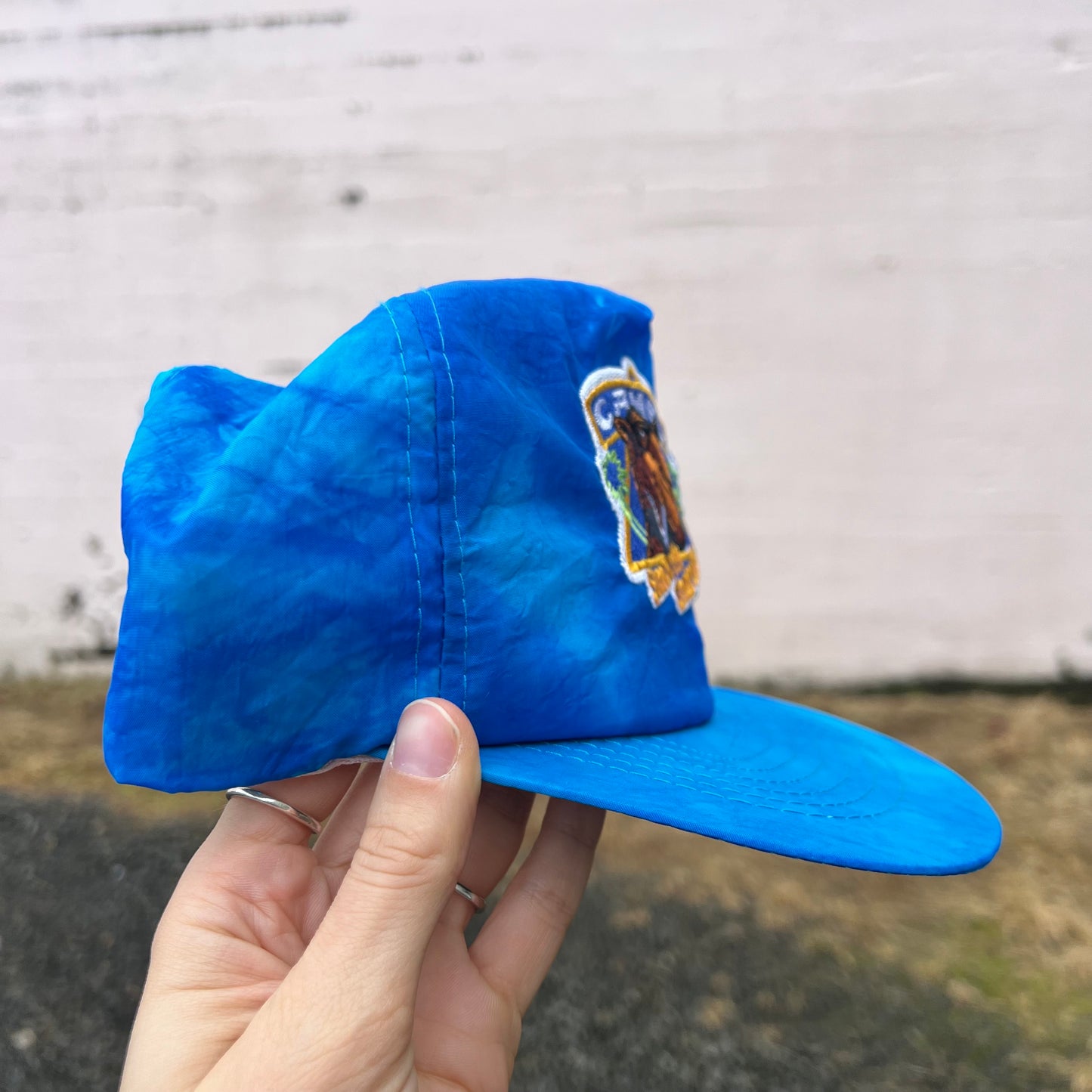 Vintage Camel Cigarette 'Joe Camel' Smooth Character Nylon Snapback Hat - O/S - Blue Tie-Dye