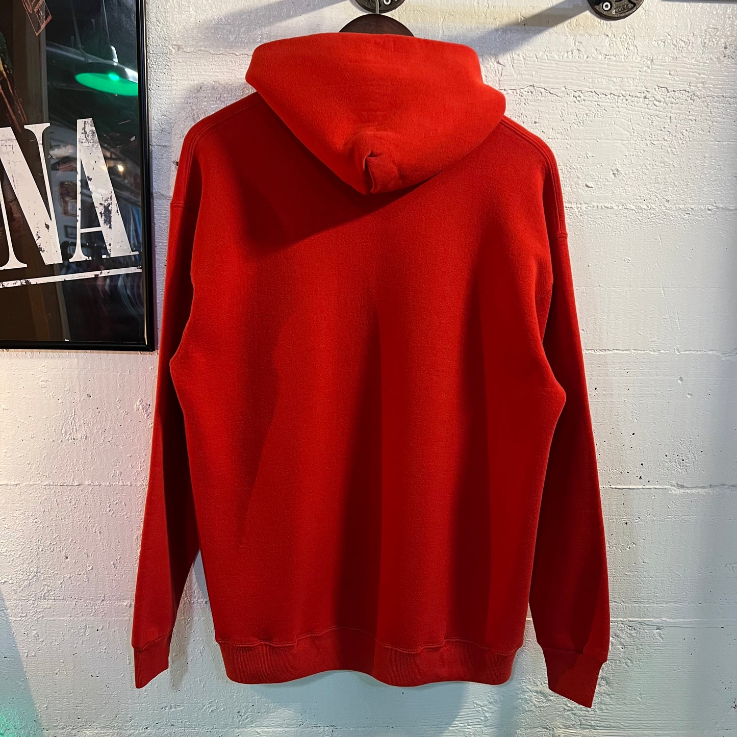 Vintage 1980's Russell Athletic Blank Pullover Hoodie Sweatshirt - Size XL - Made In USA - Red