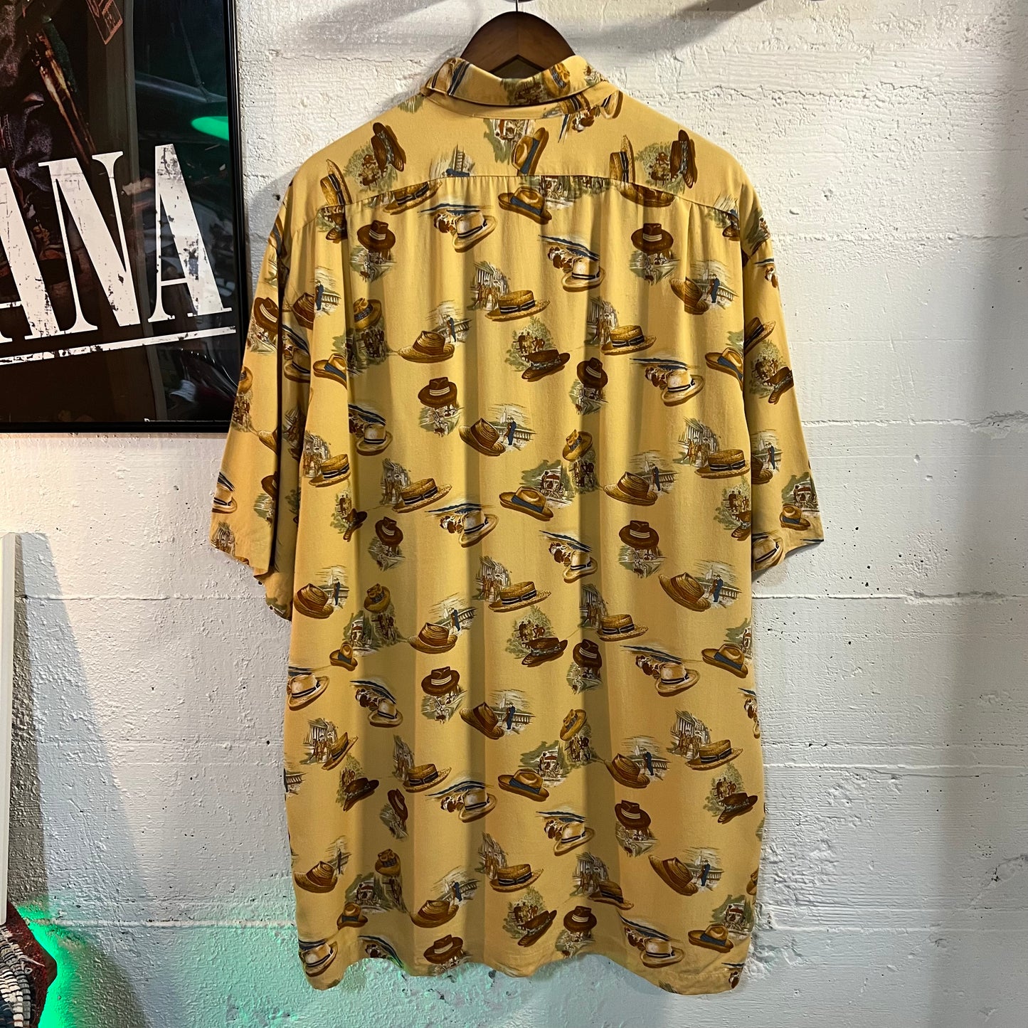 Vintage Polo Ralph Lauren Summer Hat All Over Print Rayon Loop Collar Aloha Hawaiian Shirt - Size XL - 100% Rayon