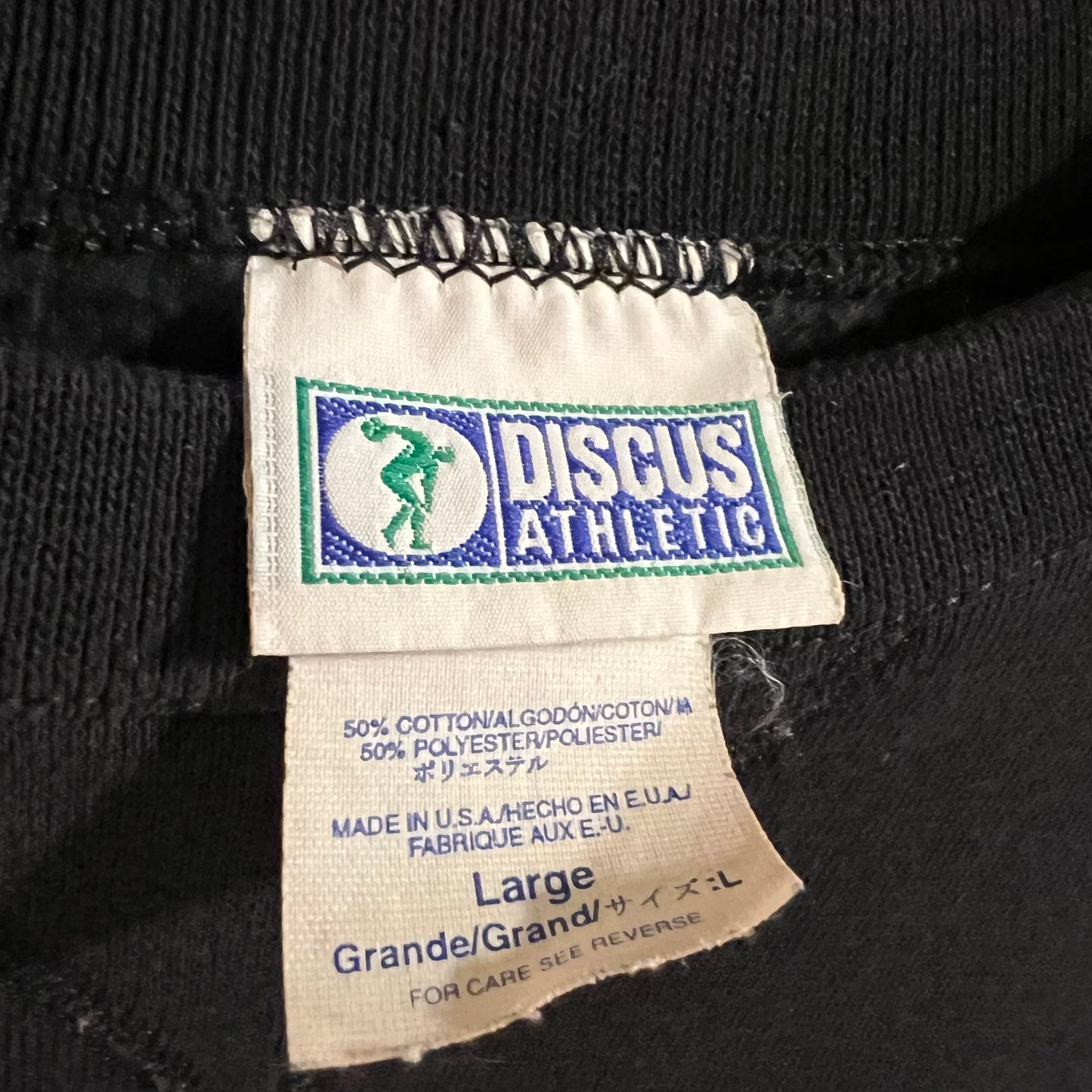 Vintage 90’s Discus Athletic Blank Crewneck Sweatshirt - Size Large - Made In USA - Black