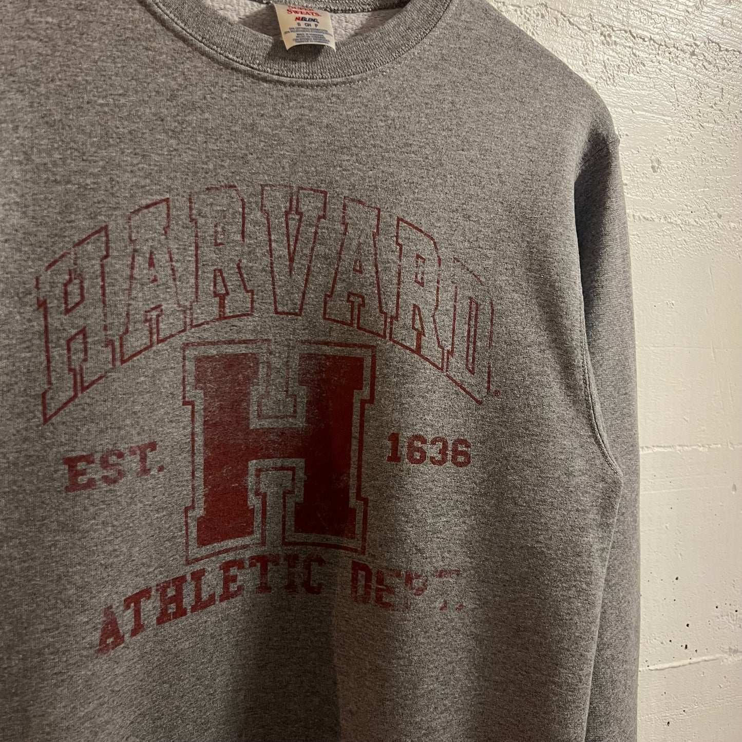 Vintage 2000’s Harvard University Athletic Dept. Crewneck Sweatshirt - Size Small - Heather Grey/Maroon