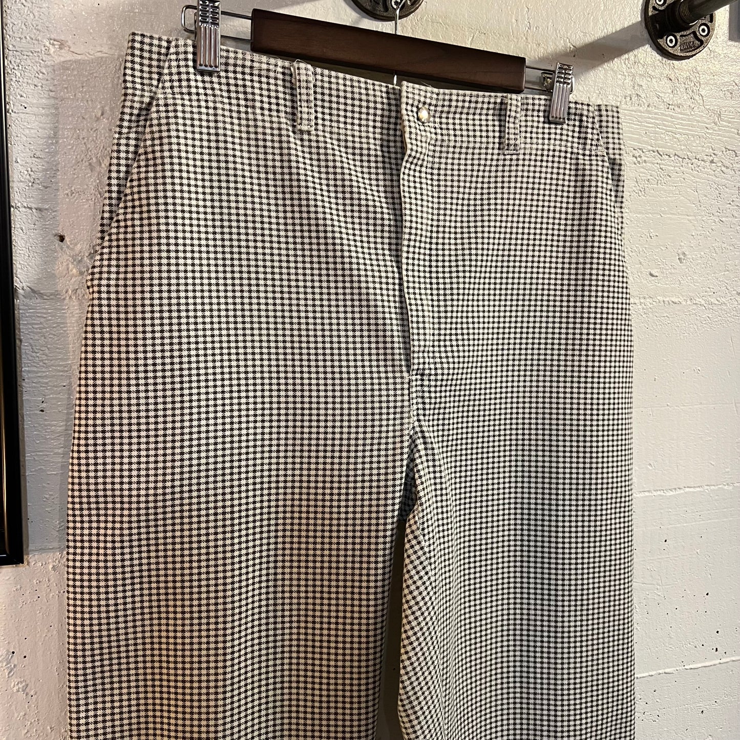 Vintage Houndstooth Classic Baggy Pleated Chef Pants - Size 32" x 31" - Made In USA - Talon Zipper