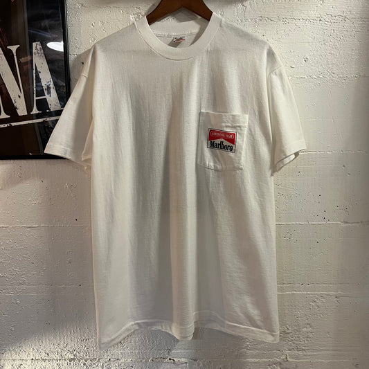Vintage 90’s Marlboro Adventure Team Graphic Pocket Single Stitch T-Shirt - Size XL - Made In USA - White/Red/Black/Multi