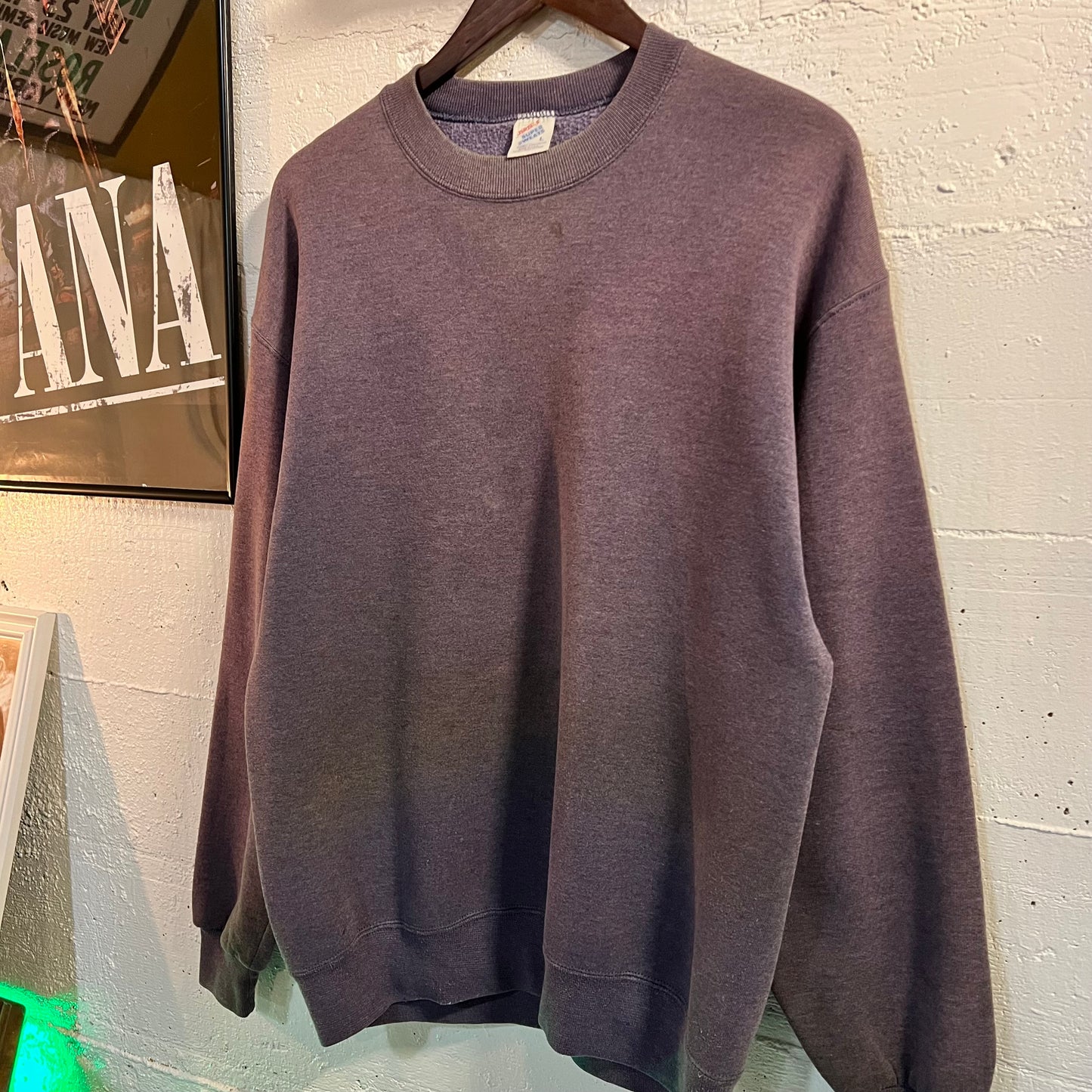 Vintage 90's Jerzees Blank Faded & Distressed Crewneck Sweatshirt - Size Large - Made In USA