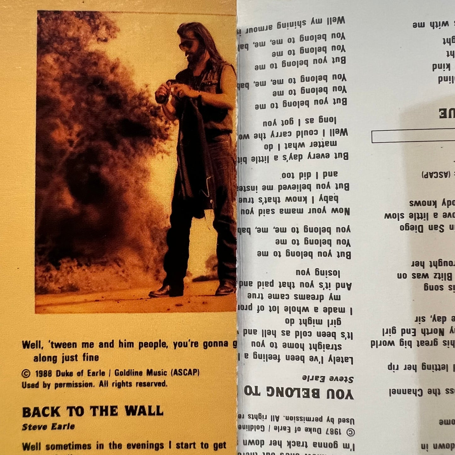 Vintage 1988 Steve Earle 'Copperhead Road' Cassette Tape