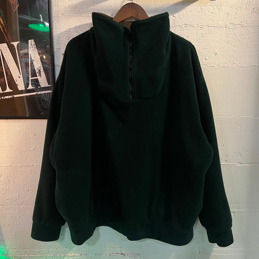 Vintage Forest Green Quarter Zip Stand Up Collar Pullover Fleece Jacket - Size X-Large - Talon Zipper