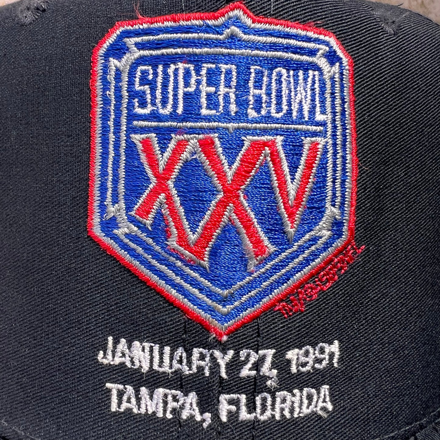 Vintage 1991 Super Bowl XXV Snapback Hat - OSFM - Black