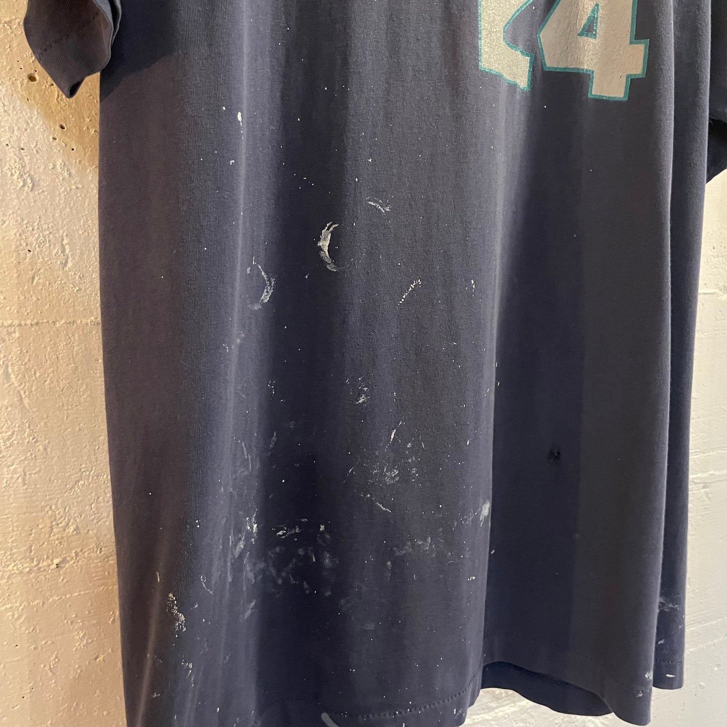 Vintage 90’s Distressed Seattle Mariners MLB ‘Griffey #24’ Single Stitch T-Shirt - Size Large - Made In USA - Navy/Teal/Silver