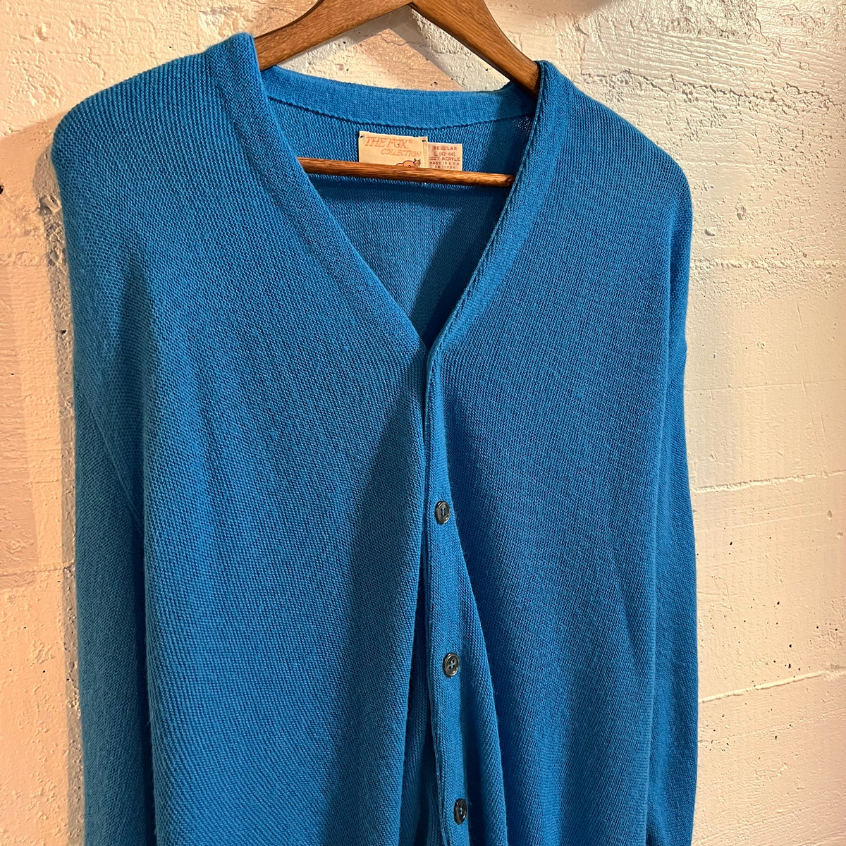 Vintage 70’s/80’s The Fox Collection J.C.Penney Knitted Cardigan Sweater - Size Large Regular - Made In USA - Blue