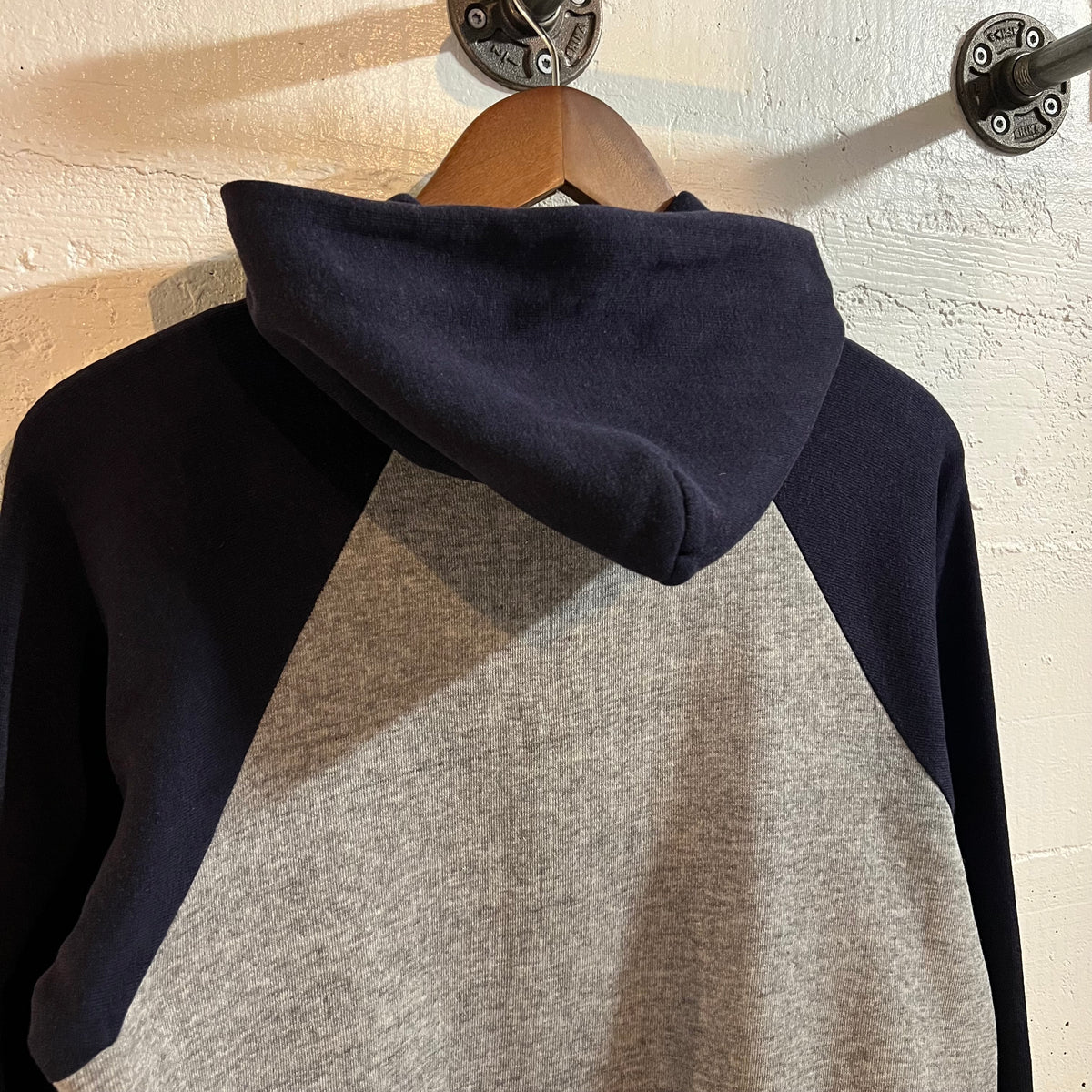 Vintage Cambridge University Raglan Sleeve Hoodie Sweatshirt - Size Small - Heather Grey/Navy