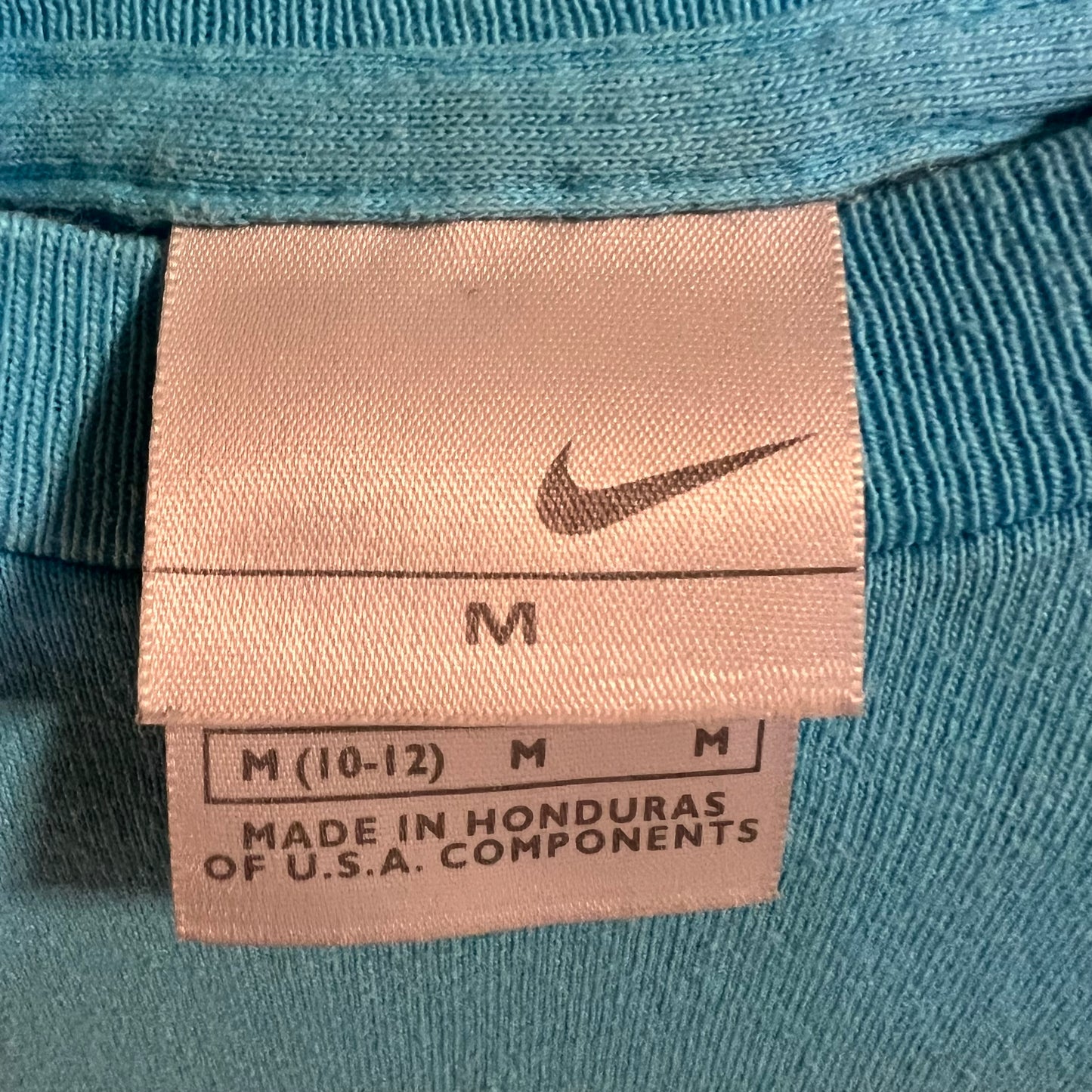 Vintage 90’s Nike Big Logo Baby T-Shirt - Size Medium - Blue/Yellow