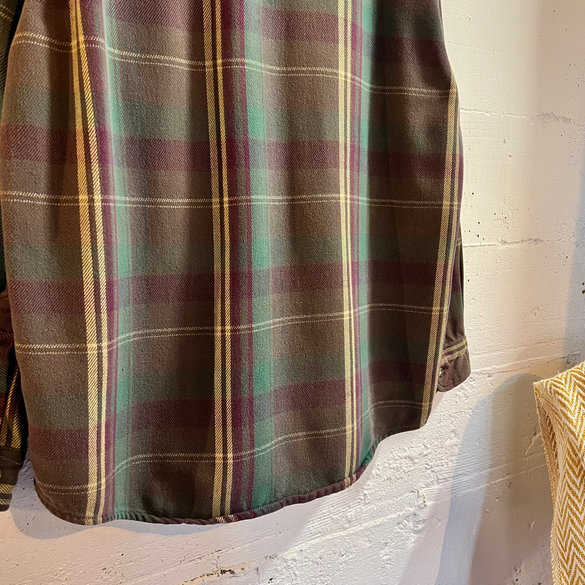 Vintage 90’s Five Brothers Tartan Plaid Flannel - Size Large - Made In USA - Purple/Brown/Green/Tan