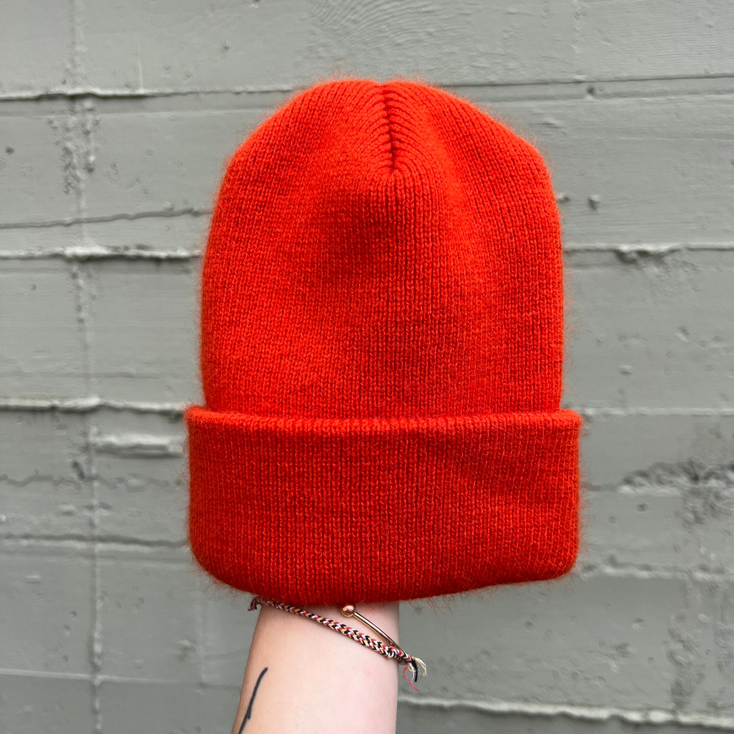 Vintage Blaze Orange Watch Cap Beanie - O/S - Made In USA - Blaze Orange