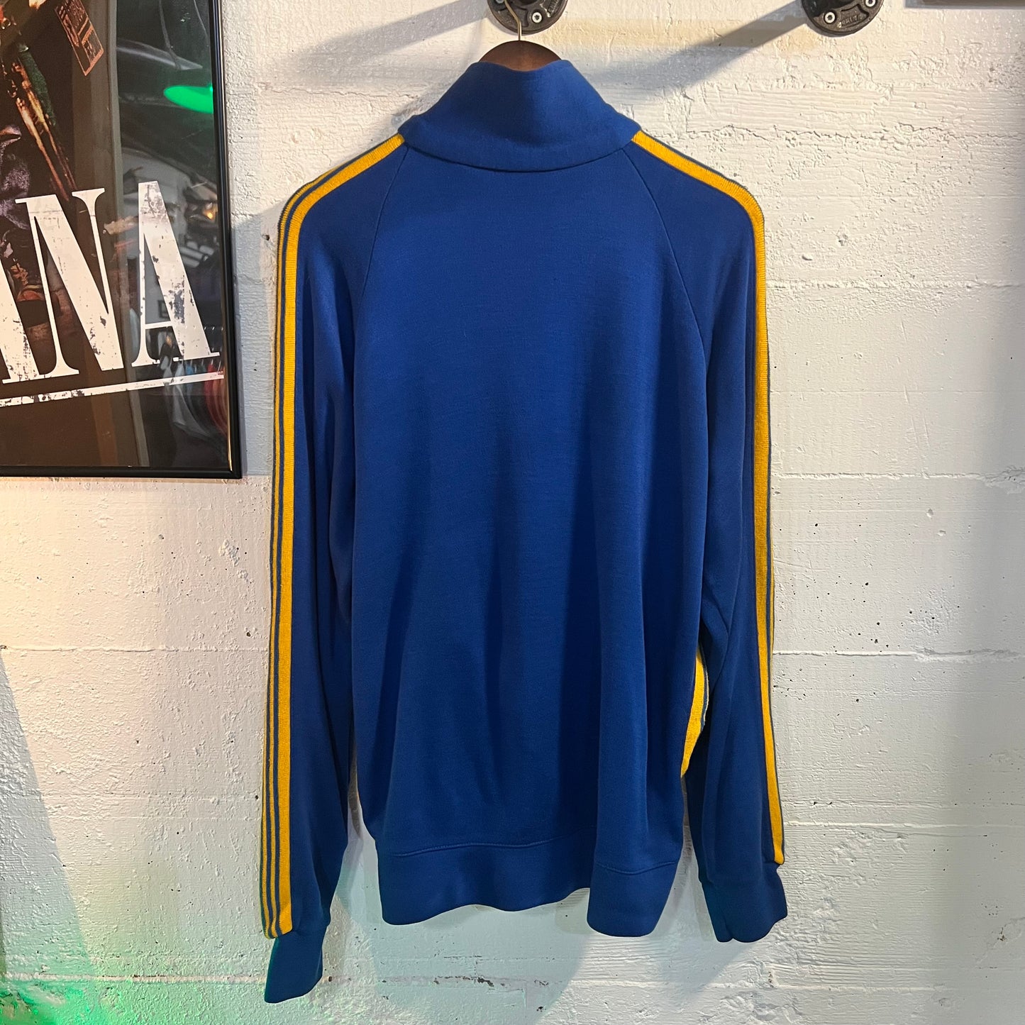 Vintage 70’s/80’s White Stag Speedo Striped Knitted Track Zip Up Jacket - Size Large - Blue/Yellow