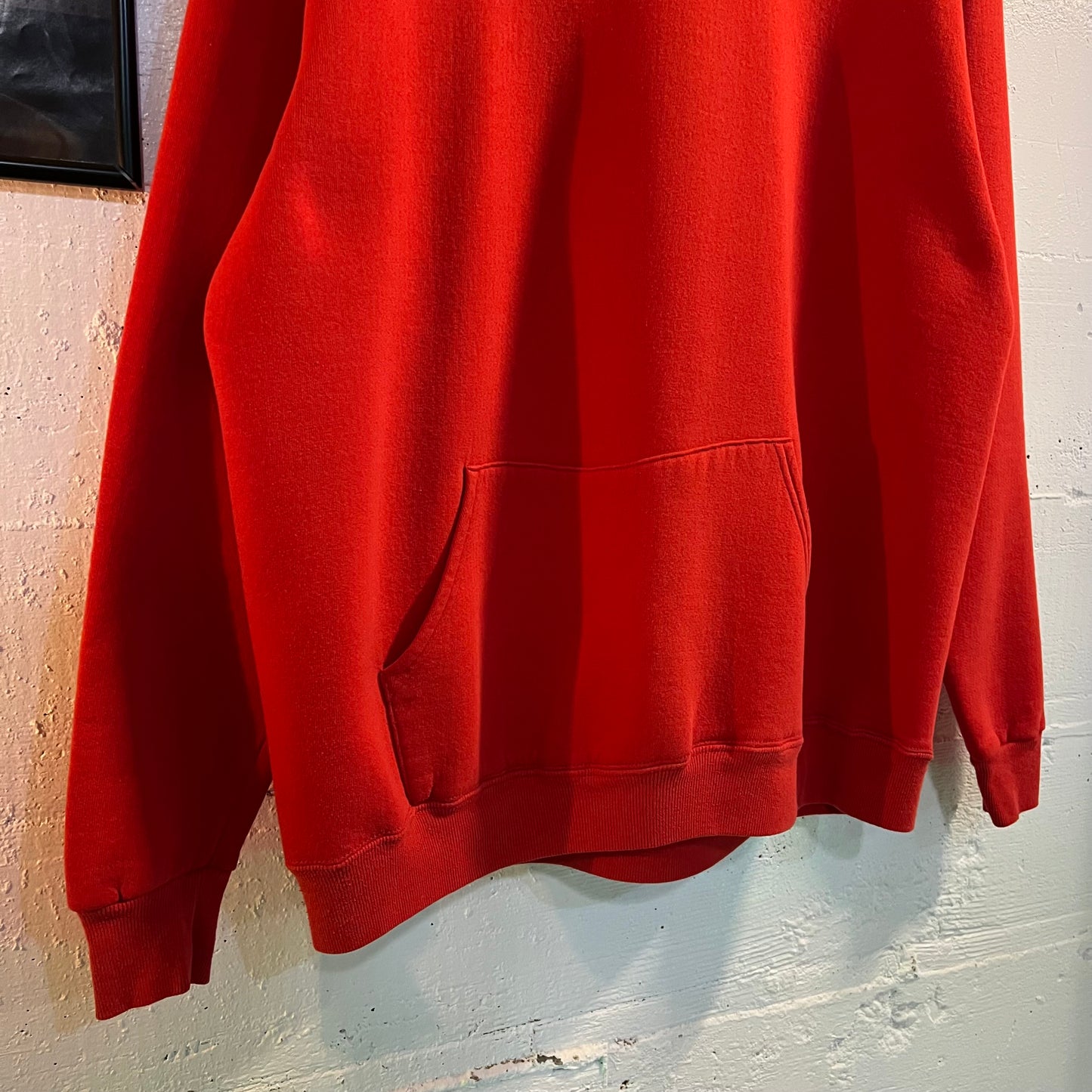 Vintage 1980's Russell Athletic Blank Pullover Hoodie Sweatshirt - Size XL - Made In USA - Red
