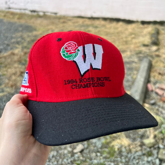 Vintage Nutmeg Mills Wisconsin Badgers '94 Rose Bowl Champions Snapback Hat - O/S - Made In USA