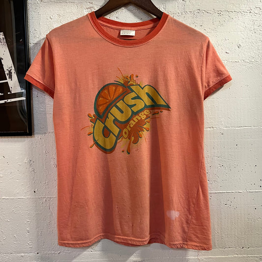 Vintage Distressed Crush Orange Ringer Baby T-Shirt - Size Youth XL - Pink
