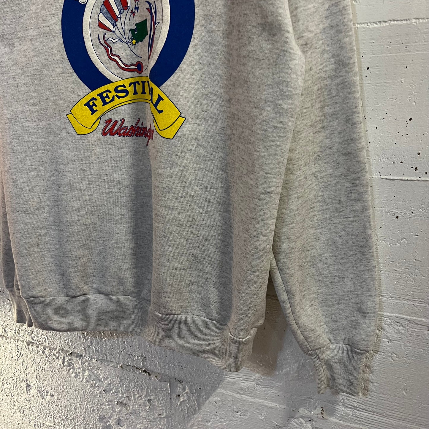 Vintage 90's Long Beach Washington State Kite Festival Raglan Sleeve Crewneck Sweatshirt -  Size XL - Ash Heather Grey