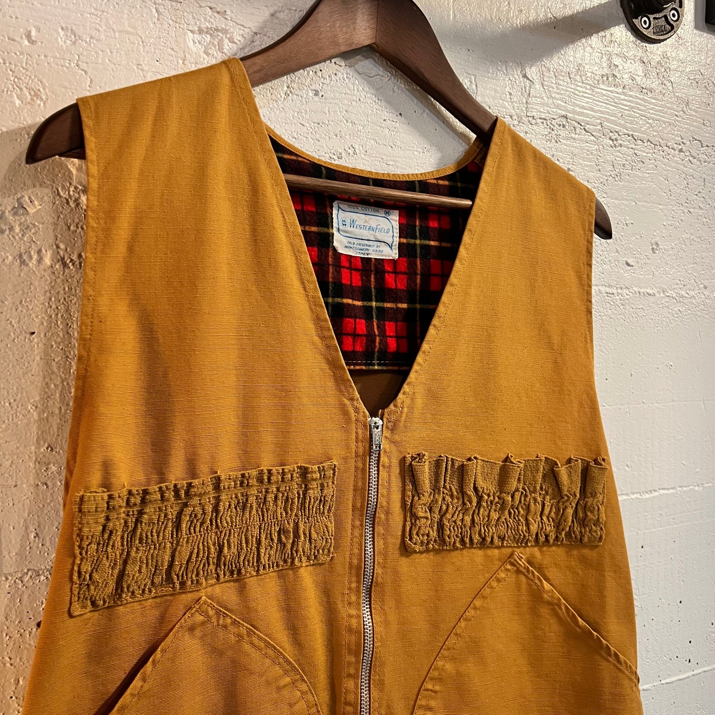 Vintage 1950's Western Field By Montgomery Ward Canvas Hunting Vest - Size Medium - Made In Japan -