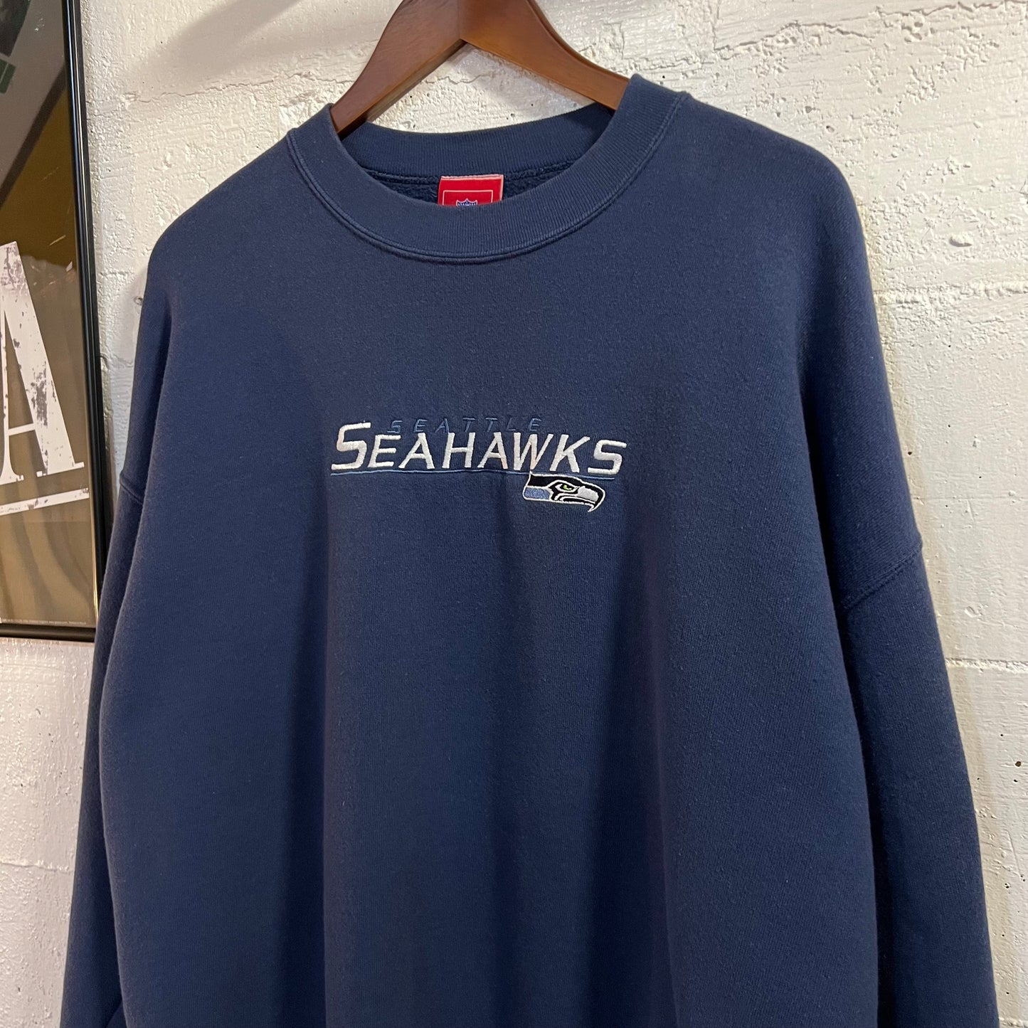 Vintage Embroidered Seattle Seahawks NFL Crewneck Sweatshirt - Size XL - Blue