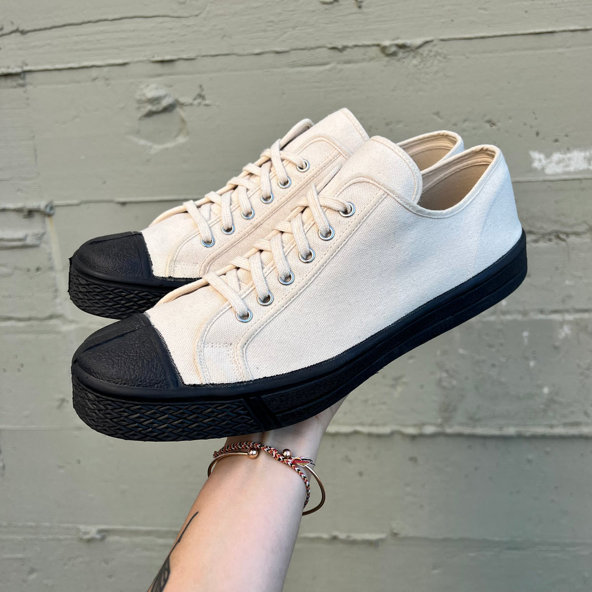*Pre-Owned* U.S. Rubber Company Military Low Top Shoe - Size 46 (US 12) - Off-White/Black