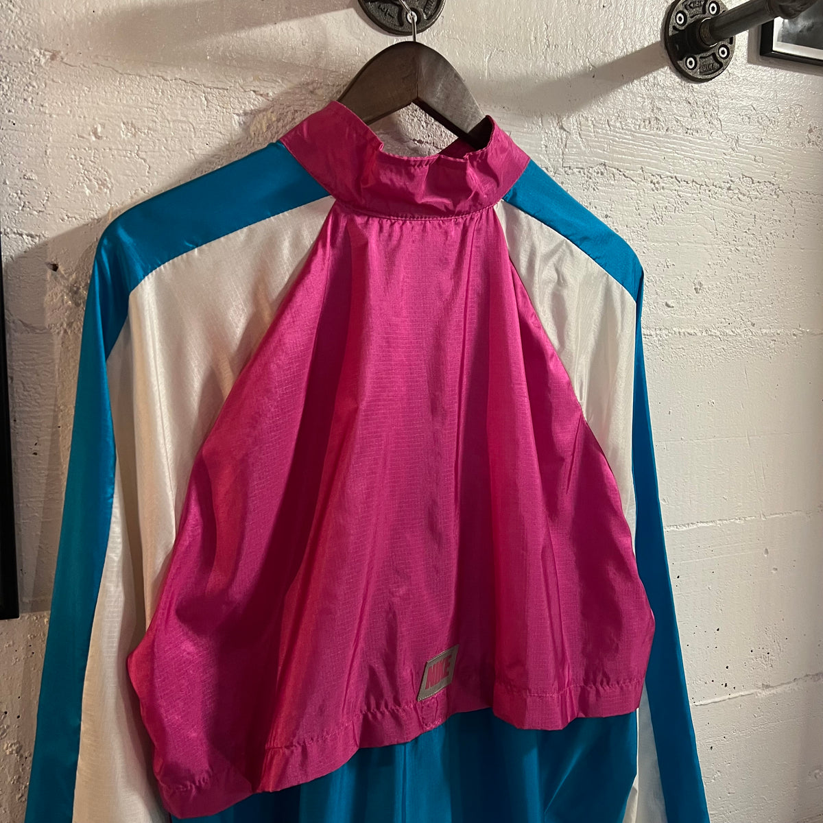 Vintage 90's Nike Cycling Half Zip Windbreaker Jacket - Size Large - Turquoise/Fuschia