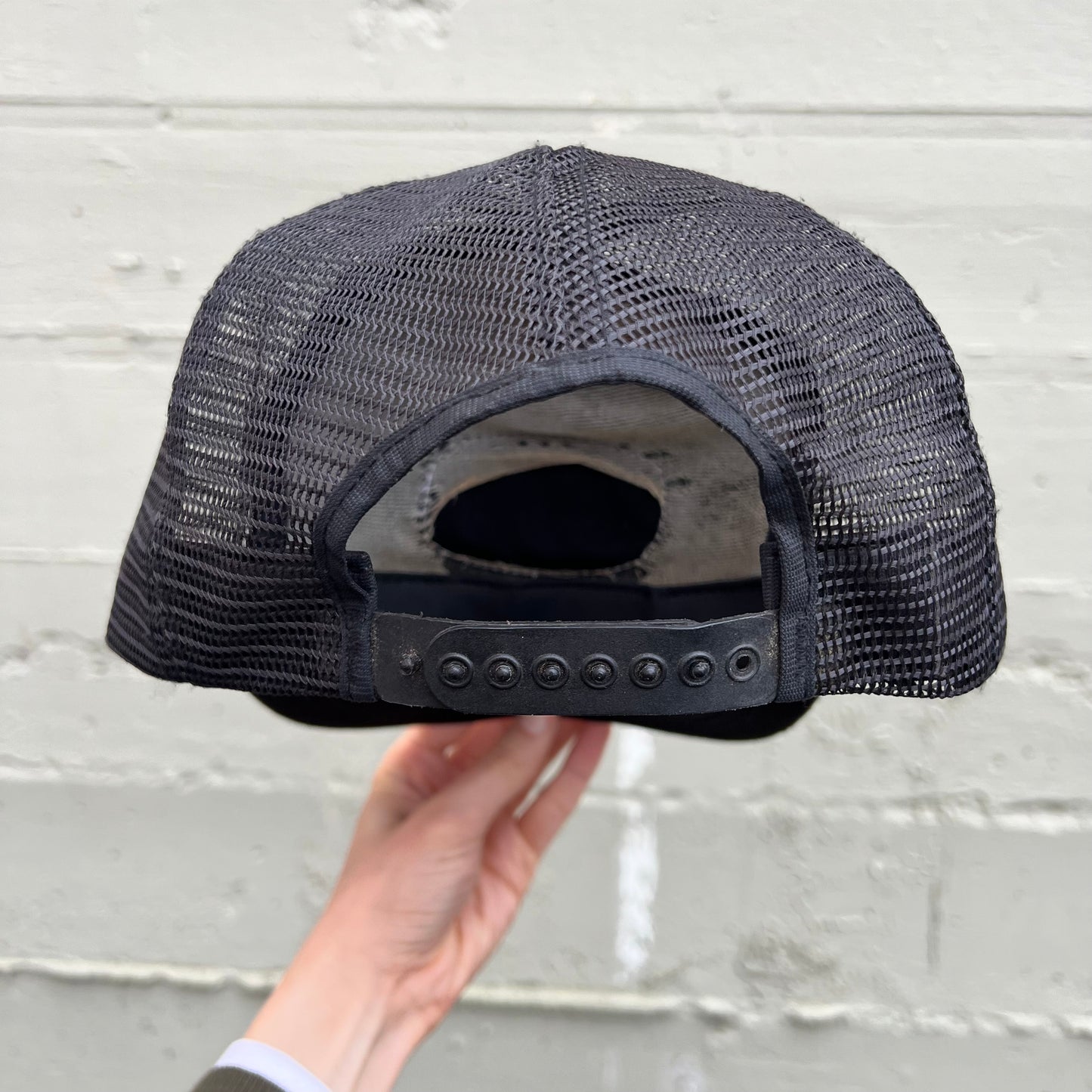 Vintage 1970's Fred Devine Diving & Salvage, Inc Mesh Trucker Hat - O/S - Made In USA - Black/Red