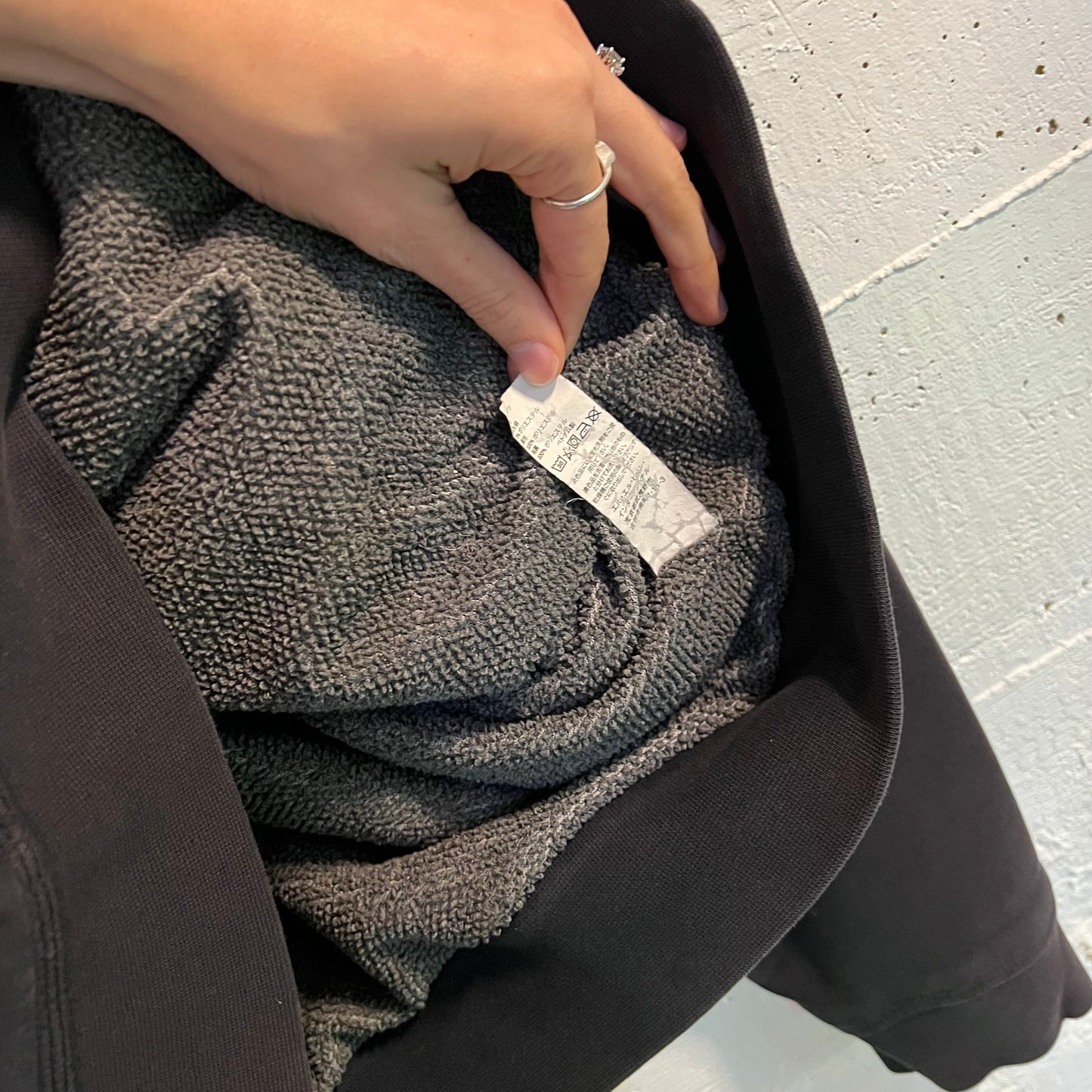 Vintage L.L.Bean Heavyweight Thermal Lined Zip Up Hoodie Sweatshirt - Size Large - Faded Black