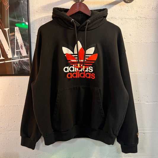 Sample Adidas X Consortium Midwest Kids Embroidered Hooded Sweatshirt (SS23) - Size Medium - Black/White/Red