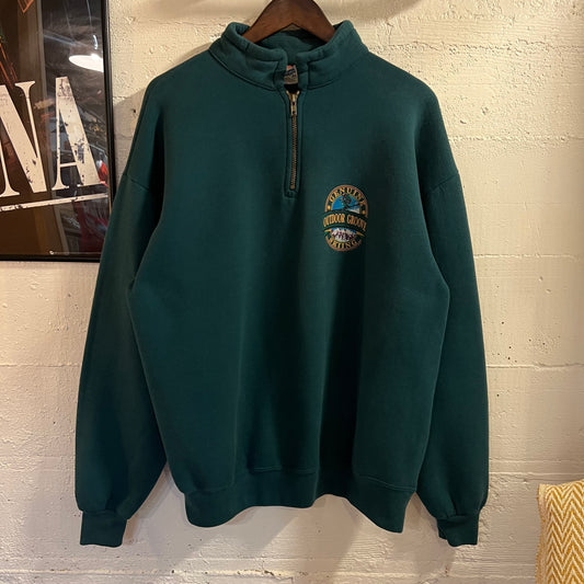 Vintage 90's Outdoor Groove Skiing Quarter Zip Sweatshirt - Size XL - Made In USA - 50/50 Cotton/Poly Blend