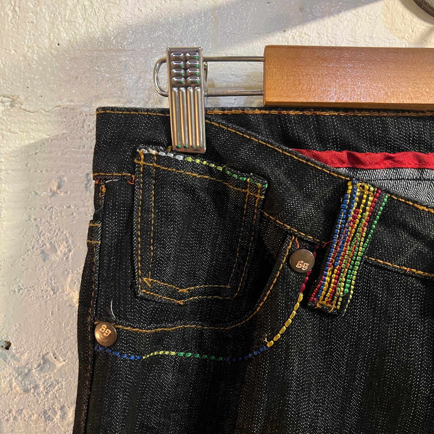Vintage Y2K Coogi Embroidered Dark Wash Slim Fit Denim Jeans - Size 32"x 35" - Dark Raw Indigo/Multi