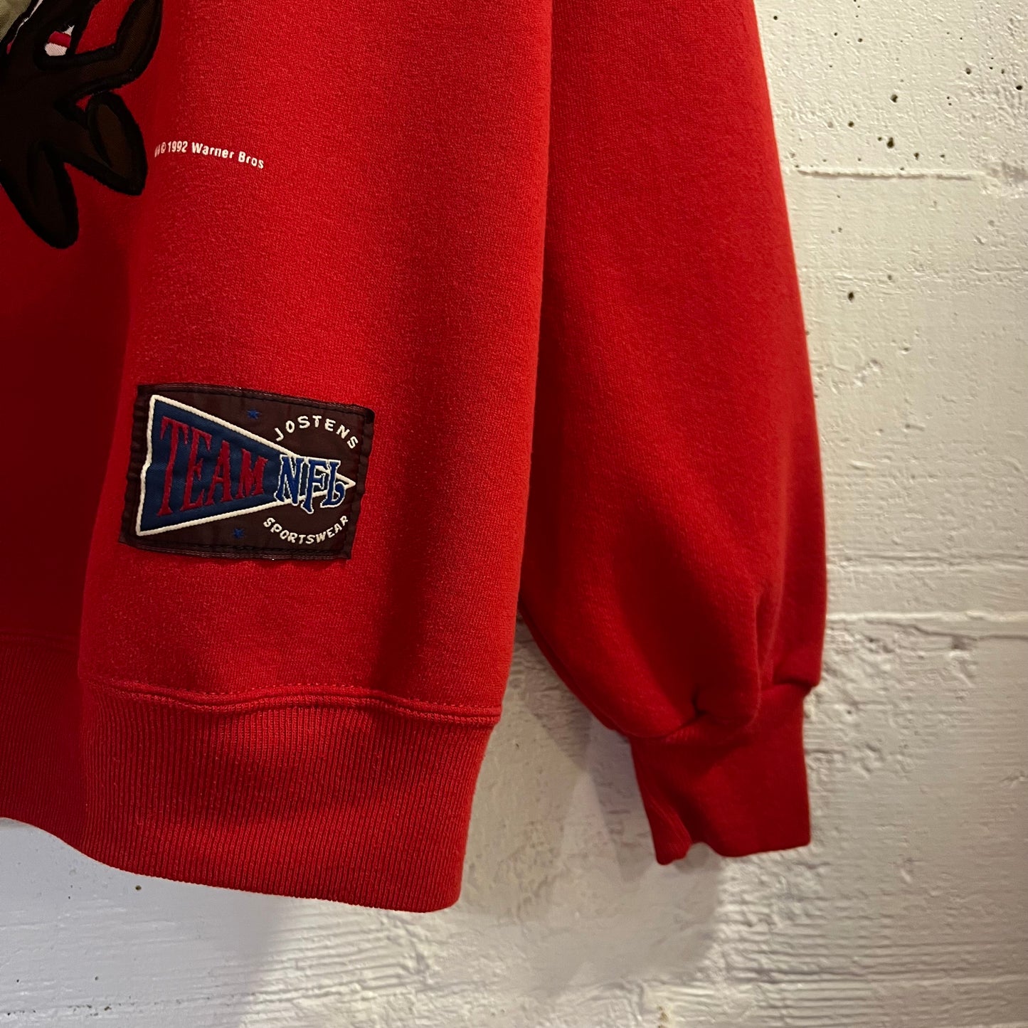 Vintage 1992 Embroidered San Francisco 49ers Taz Looney Tunes Crewneck Sweatshirt - Size XL - Made In USA - Red/Multi