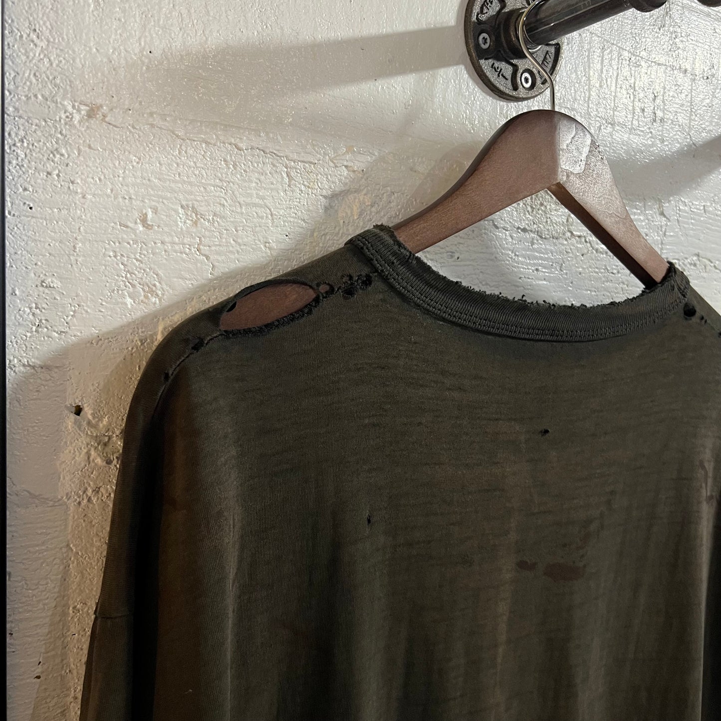 Vintage 90's Exceptionally Distressed Russell Athletic Blank T-Shirt - Size XL - Made In USA - Faded Black