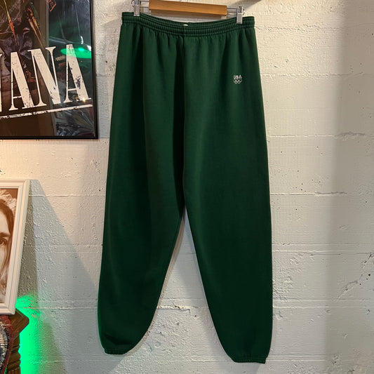 Vintage 90's JCPenney Embroidered U.S. Olympic Sweatpants - Size Large - Made In USA - Forest Green