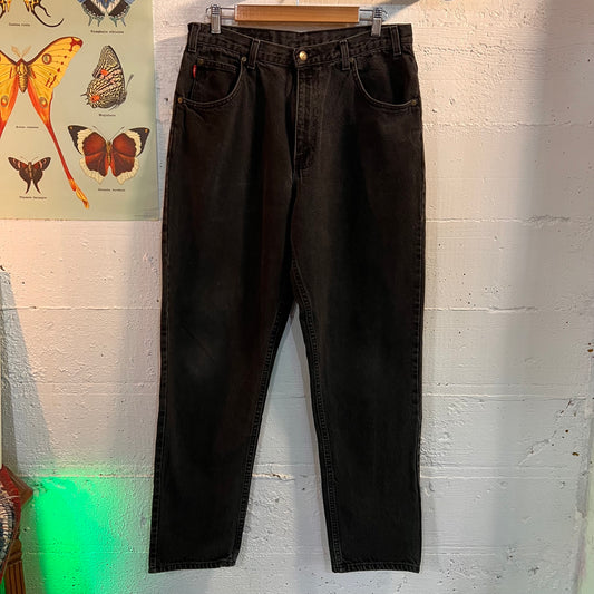 Vintage 90's Bugle Boy Company Denim Tapered Baggy Jeans - Size 34" x 32" - Made In USA - Faded Black