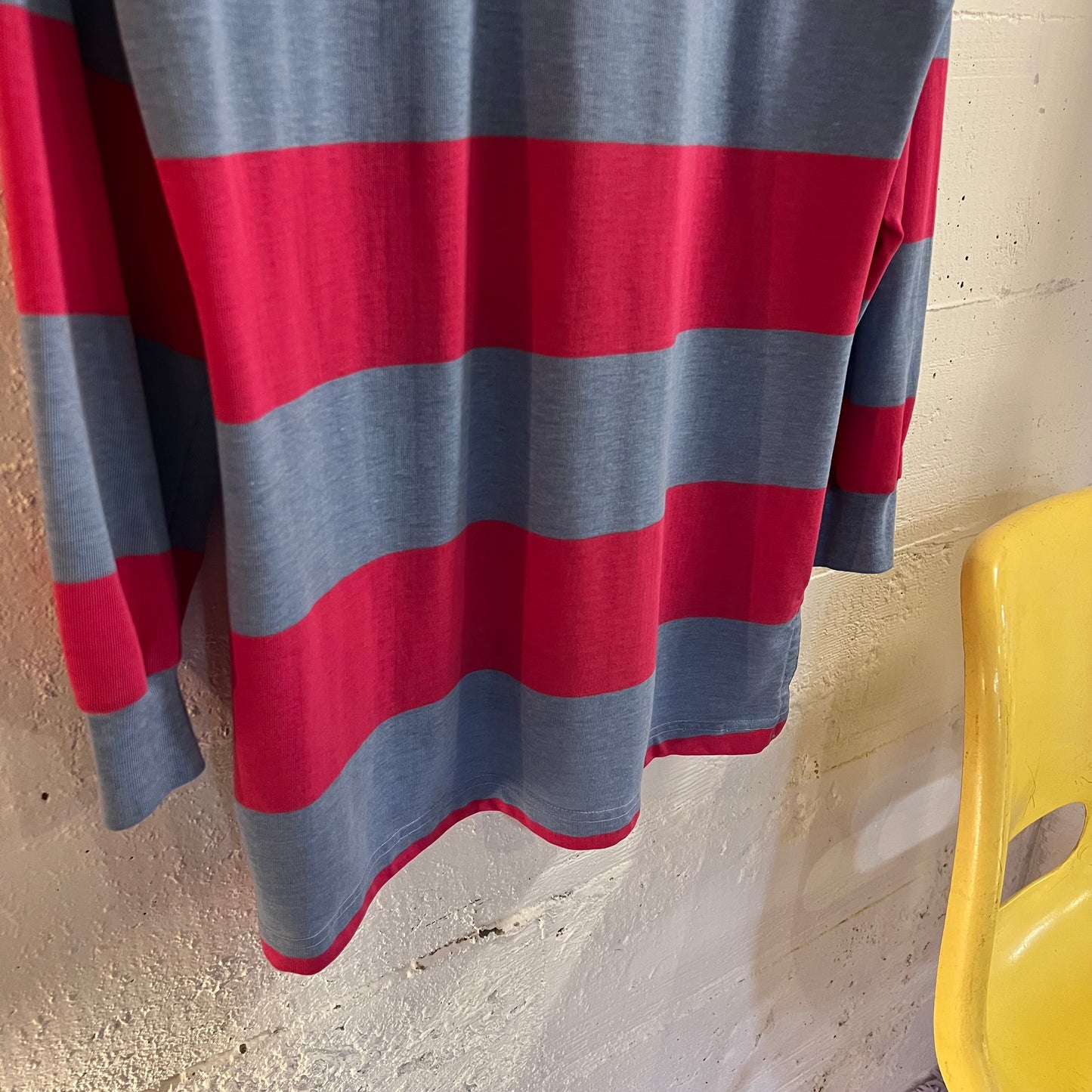 Vintage 90’s Classic Fashion Rugby Style Long Sleeve Striped Shirt - Size Medium - Made In USA - Pink/Blue/White