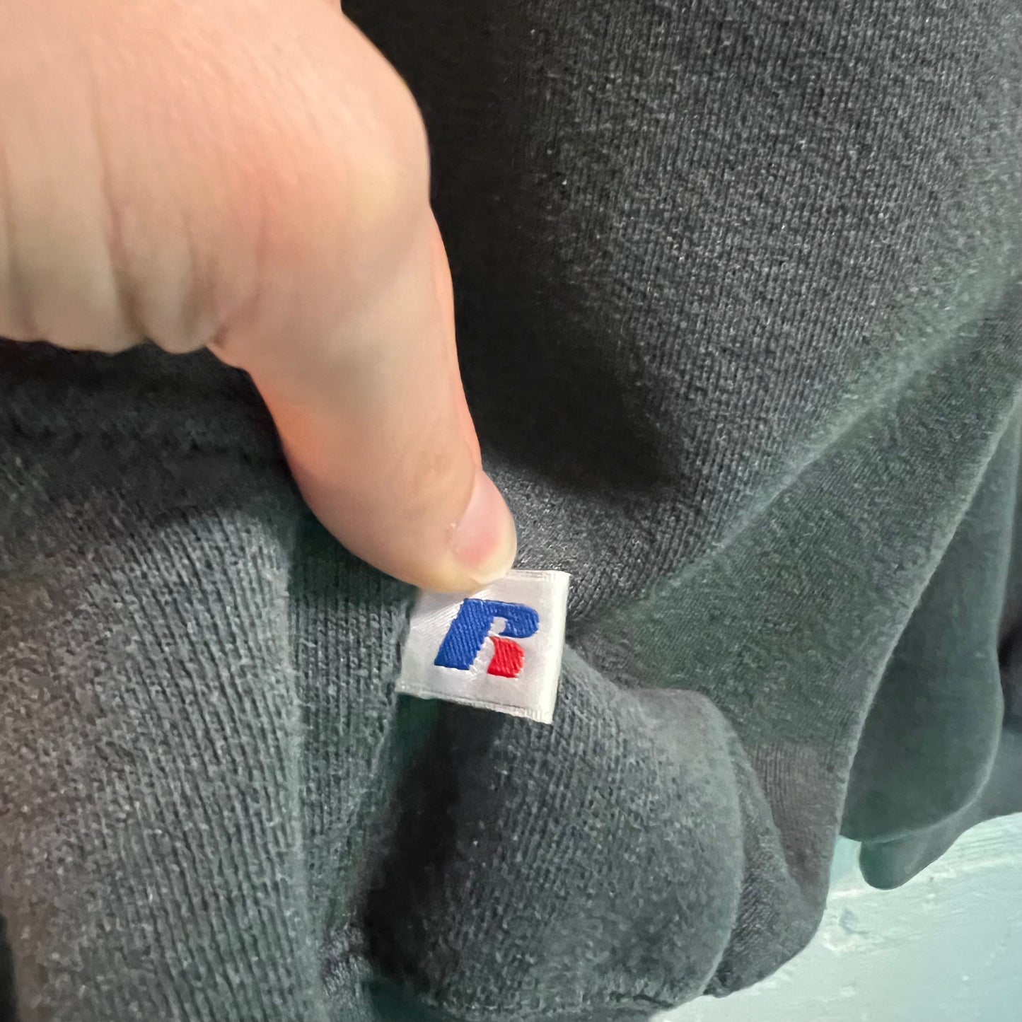 Vintage Russell Athletic Blank Full Zip Hoodie Sweatshirt - Size XL - Dark Grey