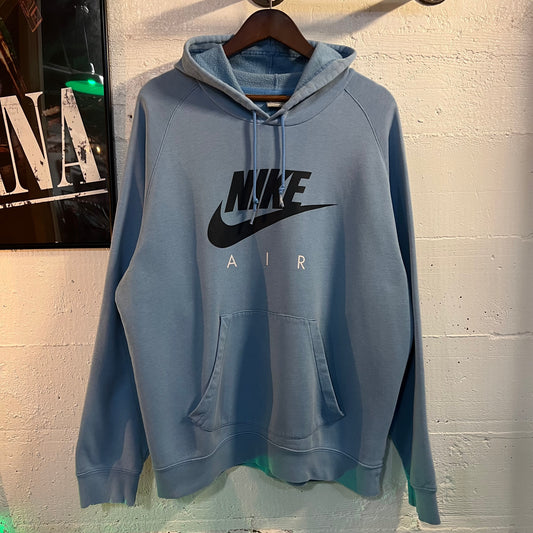 Vintage 2000's Nike Air Swoosh Raglan Sleeve Hooded Sweatshirt - Size Large - Carolina Blue