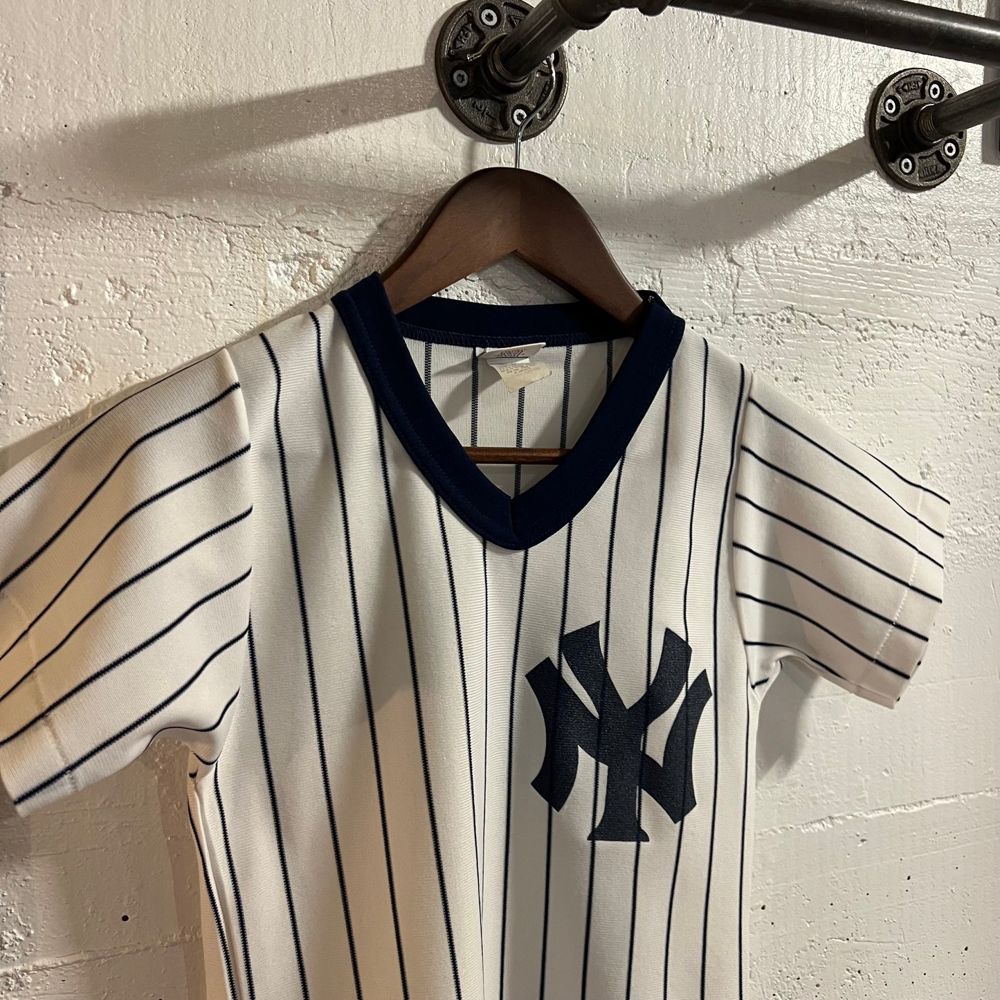 Vintage 80’s MLB NY Yankees Pro-Knit Baseball ‘#54’ Jersey - Size Youth Medium - Made In USA - White/Navy