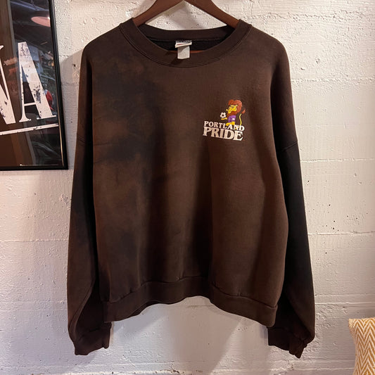Vintage 90’s Nike Portland Pride Soccer Faded Crewneck Sweatshirt - Size XL - Made In USA - Brown/Multi