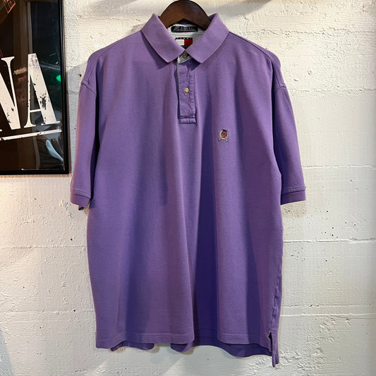 Vintage 90’s Embroidered Tommy Hilfiger Short Sleeve Polo Shirt - Size Large - Violet/Purple