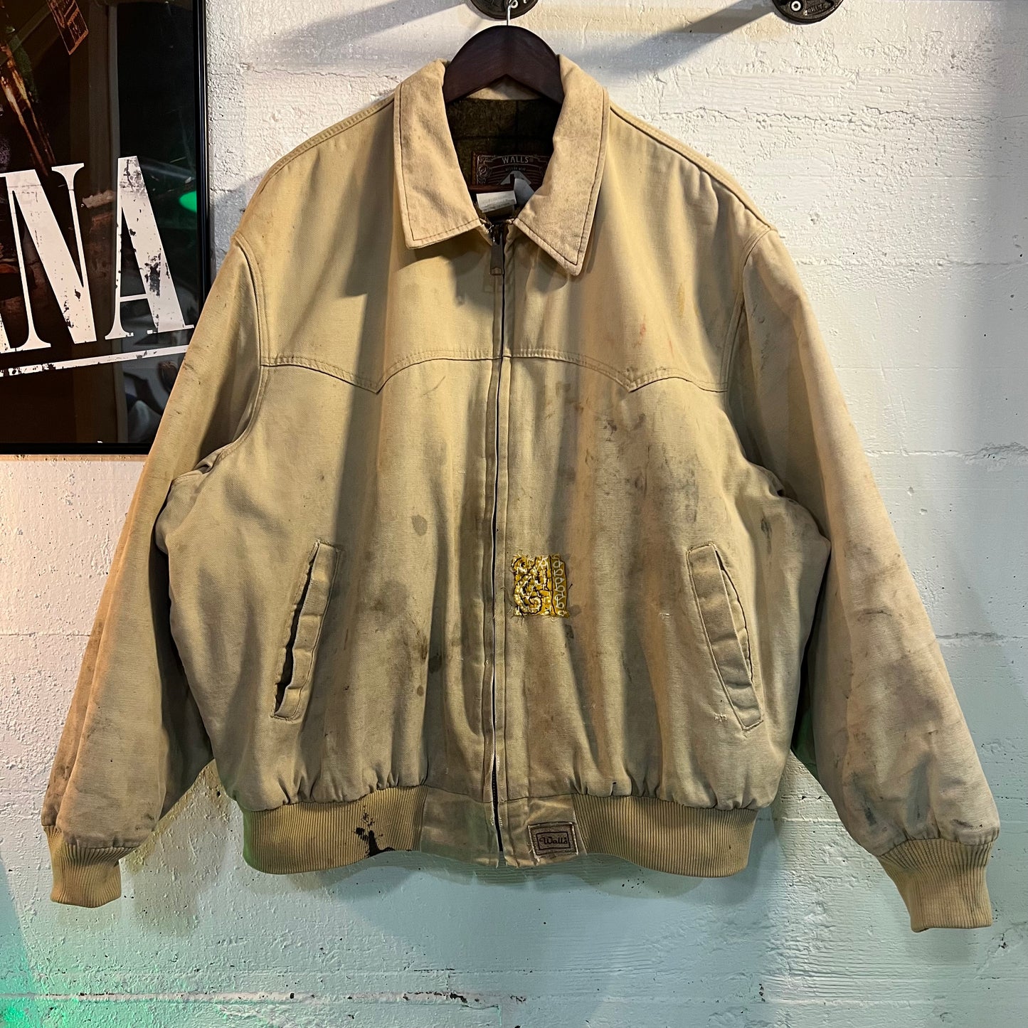 Vintage Distressed Walls Western Wear Blanket Lined Zip-Up Jacket - Size 2XL - Made In USA - Tan/Earth Toned