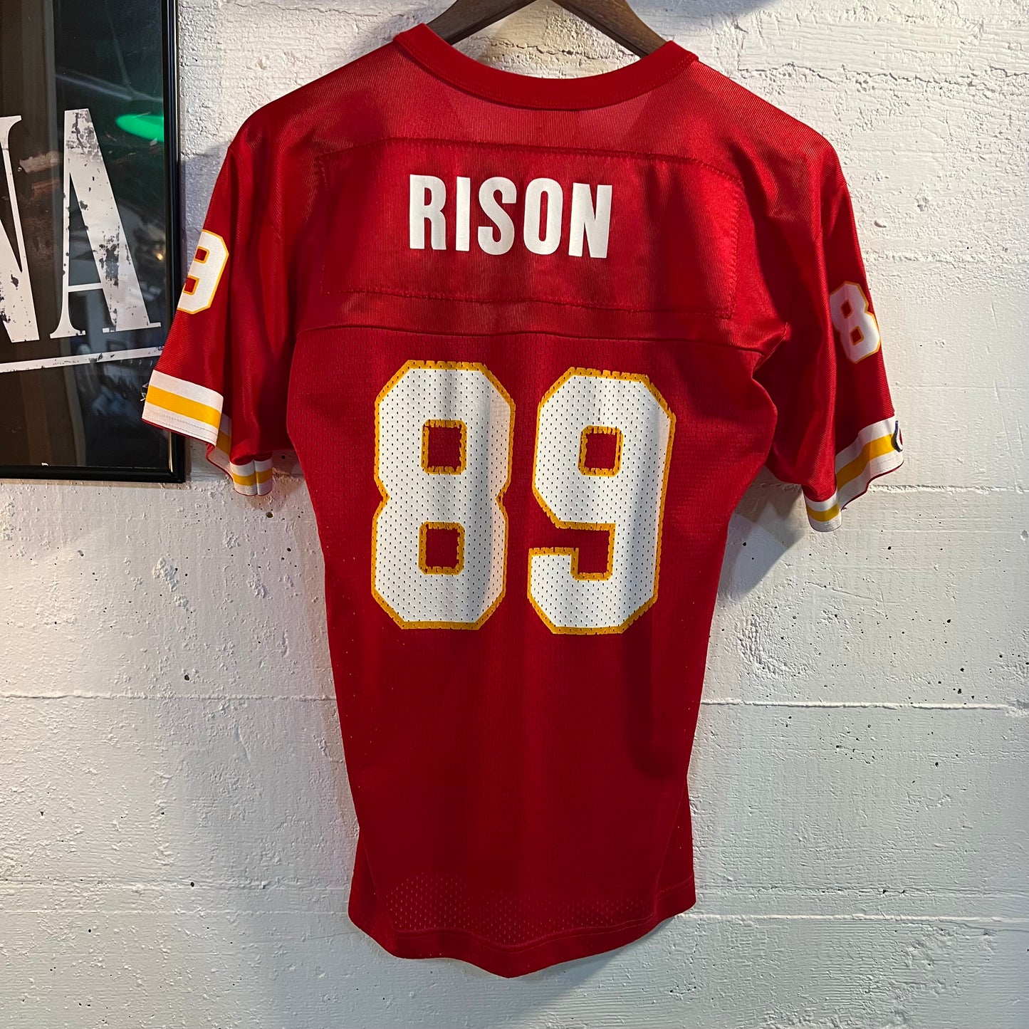 Vintage 90's Kansas City Chiefs Andre "Bad Moon" Rison Youth Football Jersey - Size M (10-12) - Red/Gold/White