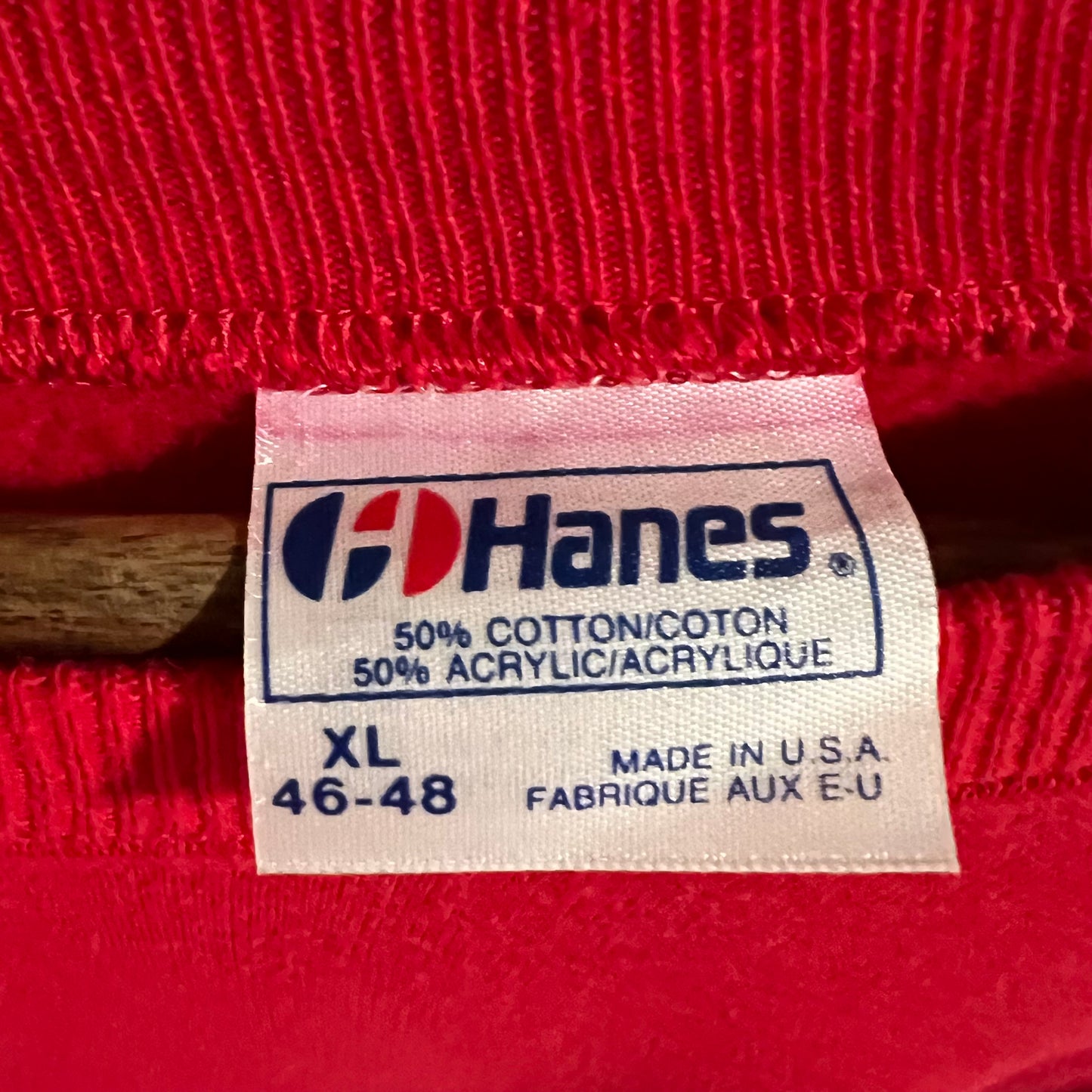 Vintage 80’s Huá Guāng ‘Magnificent Light’ Raglan Sleeve Crewneck Sweatshirt - Size XL - Made In USA - Red/Gold