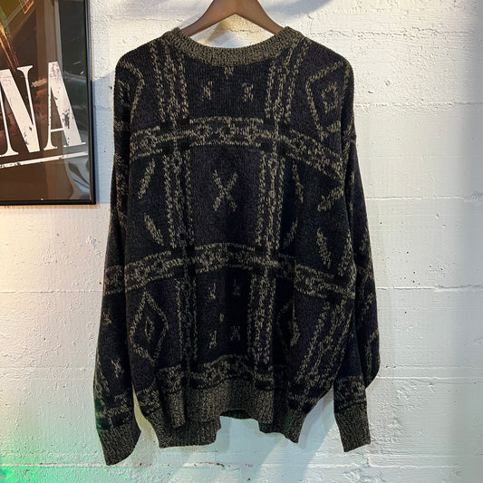 Vintage David Taylor Knitted Patterned Sweater -Size XL Tall - Multicolor